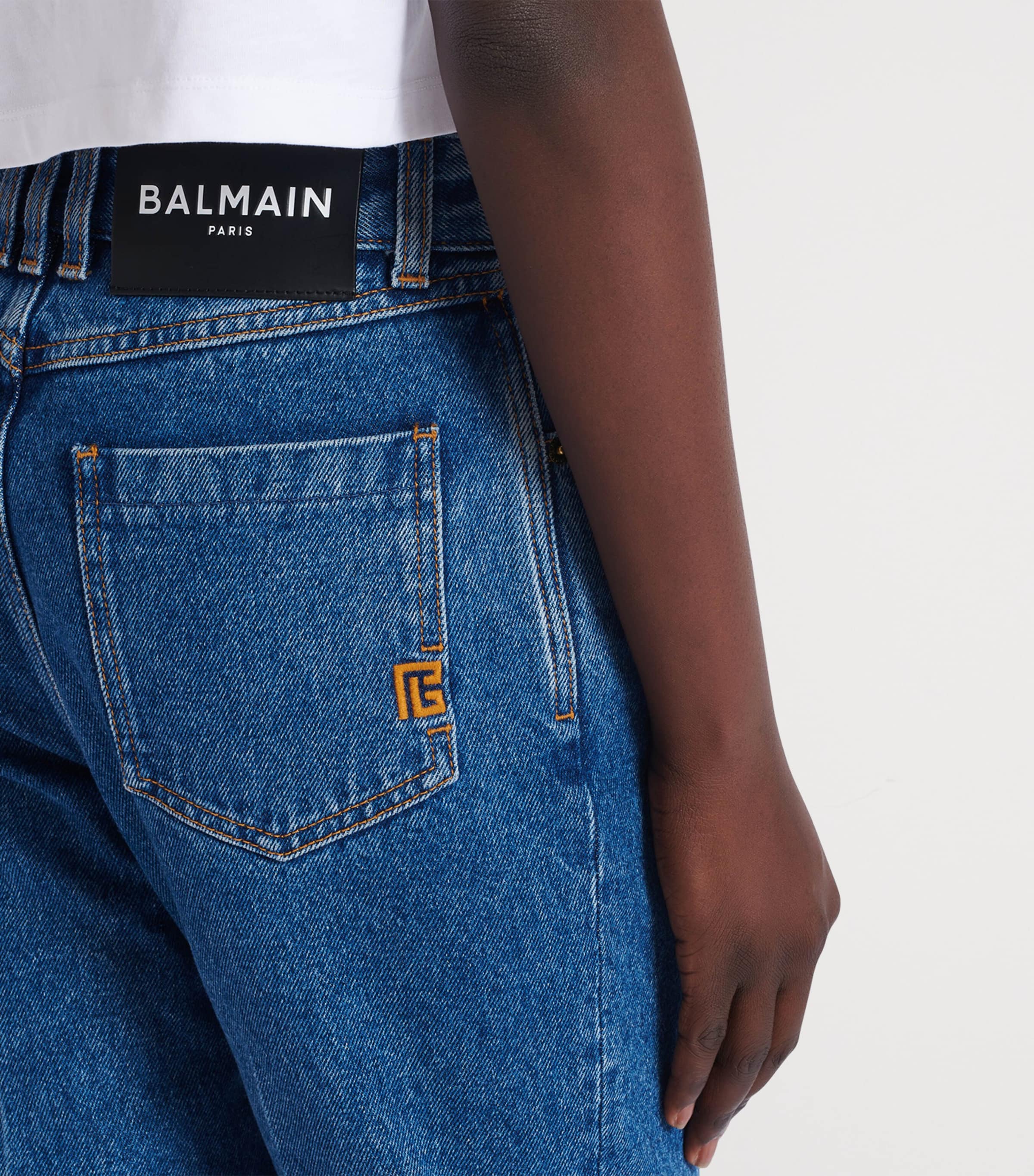 Balmain Womens Elongated Straight Jeans Bleu Jean Fonce Image 8
