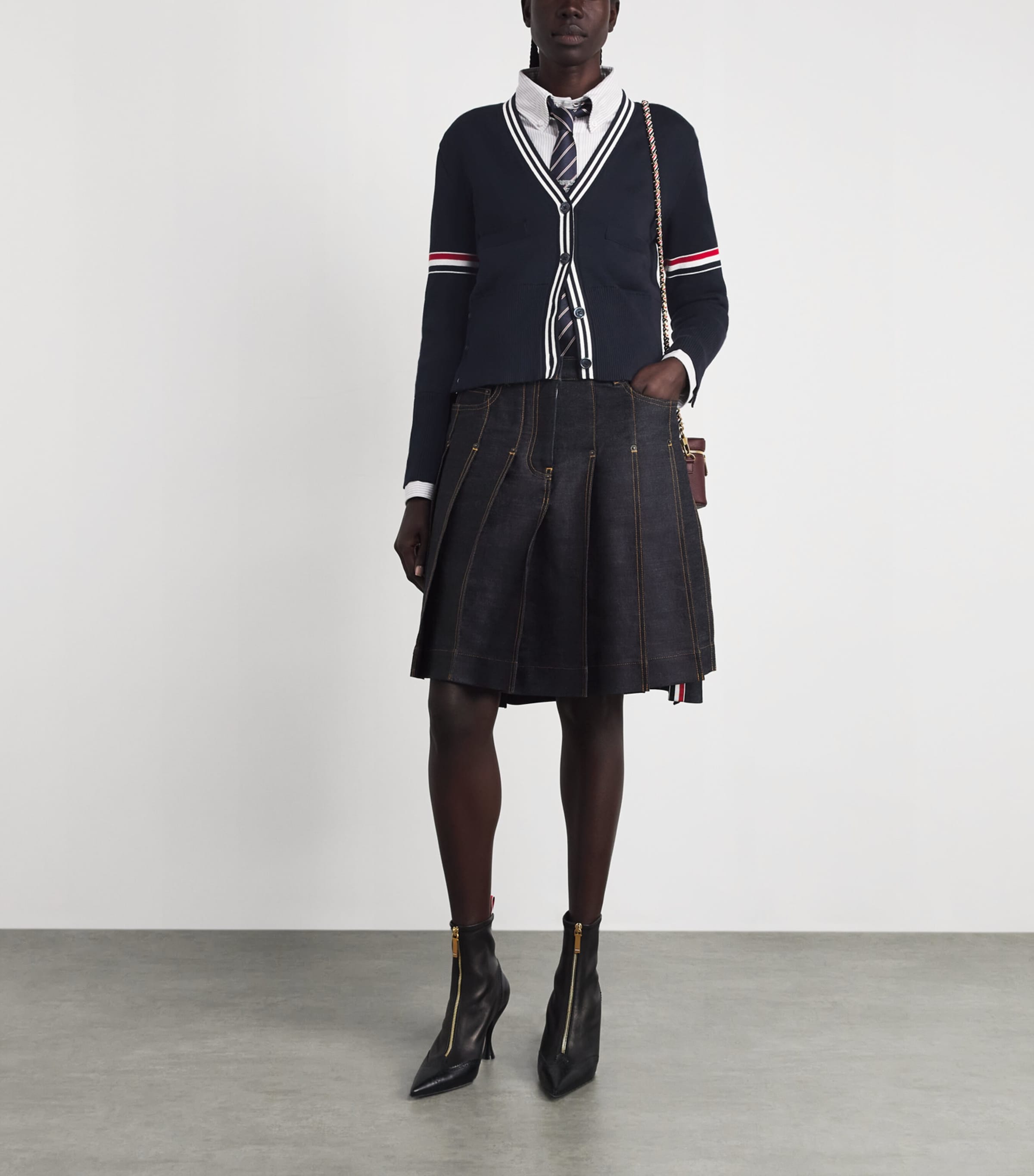 Thom Browne Womens Cotton Sailboat Cardigan Navy Image 2