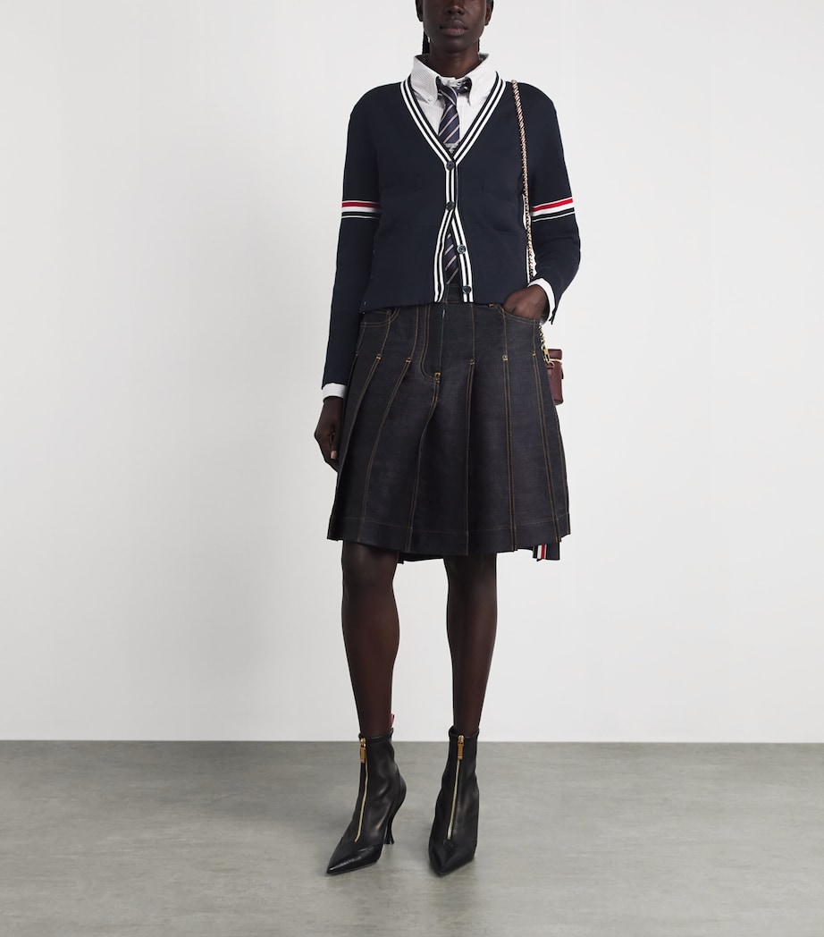 Thom Browne Womens Cotton Sailboat Cardigan Navy Image 2