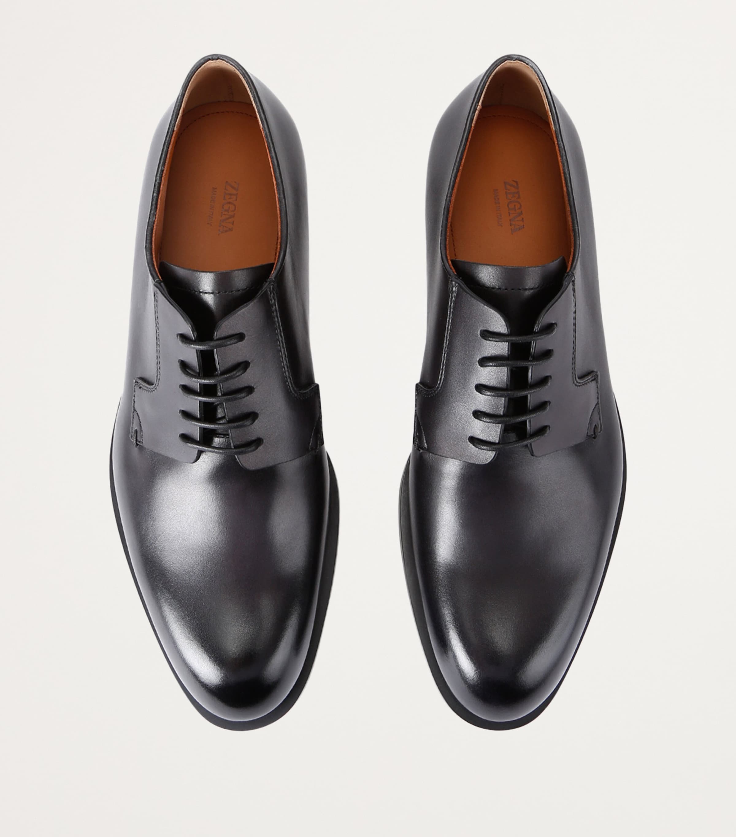 Zegna Black Leather Classic Flex Derby Shoes | Harrods US