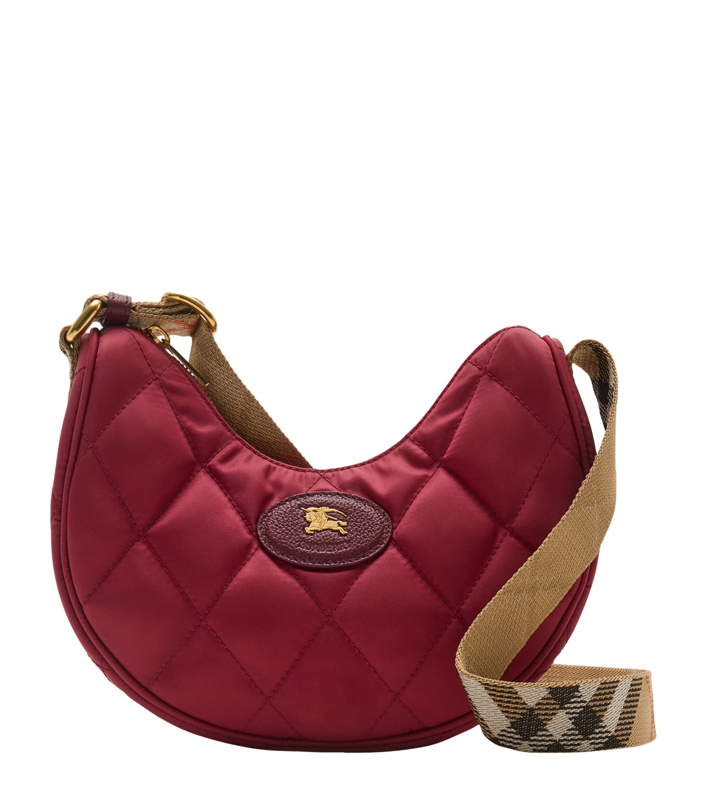 Burberry Horseshoe Quilted Crossbody Bag In Red