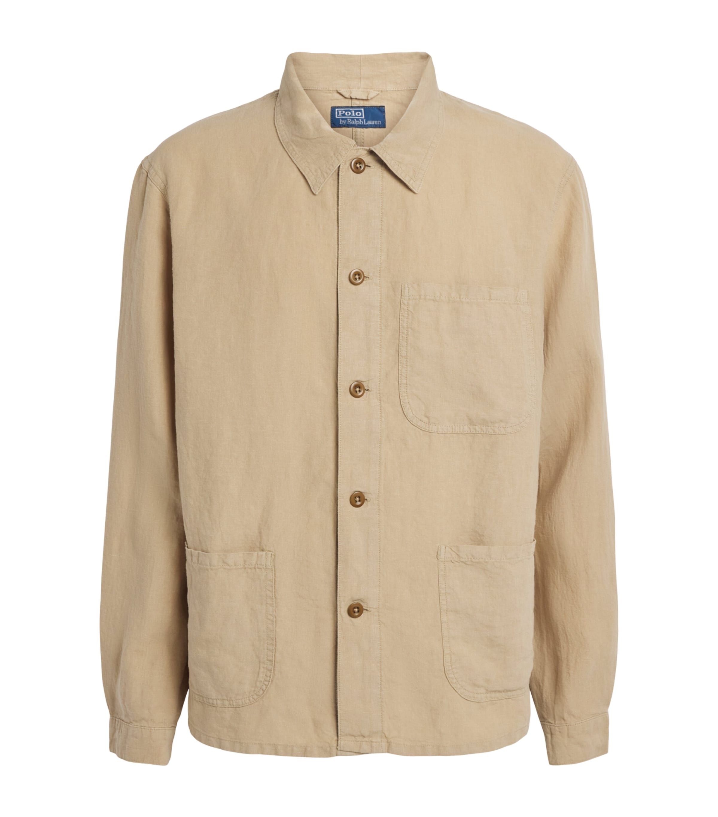 Polo Ralph Lauren Mens Linen Chore Overshirt Coastal Beige Image 1