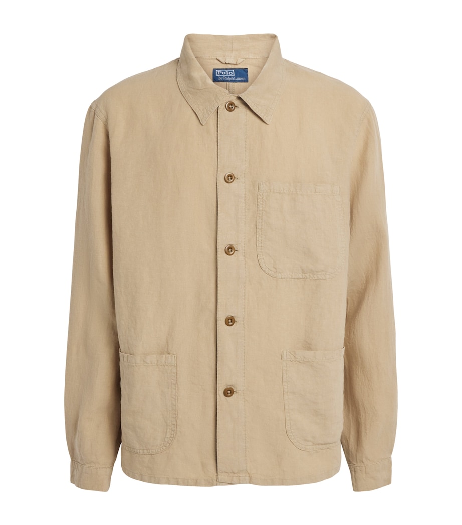 Polo Ralph Lauren Mens Linen Chore Overshirt Coastal Beige Image 1