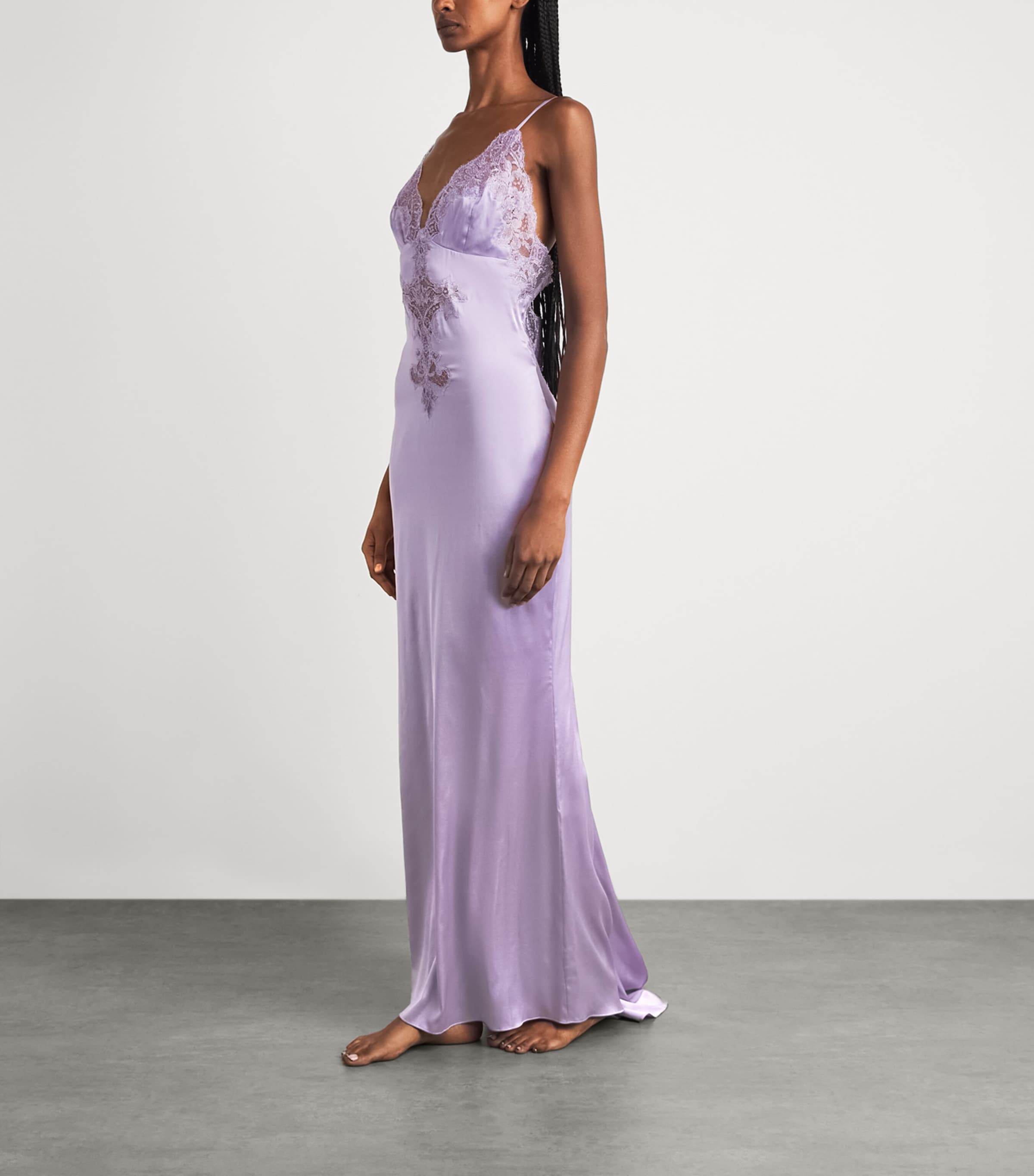 Rosamosario Womens Silk Drusilla Slip Dress Lilac Image 2