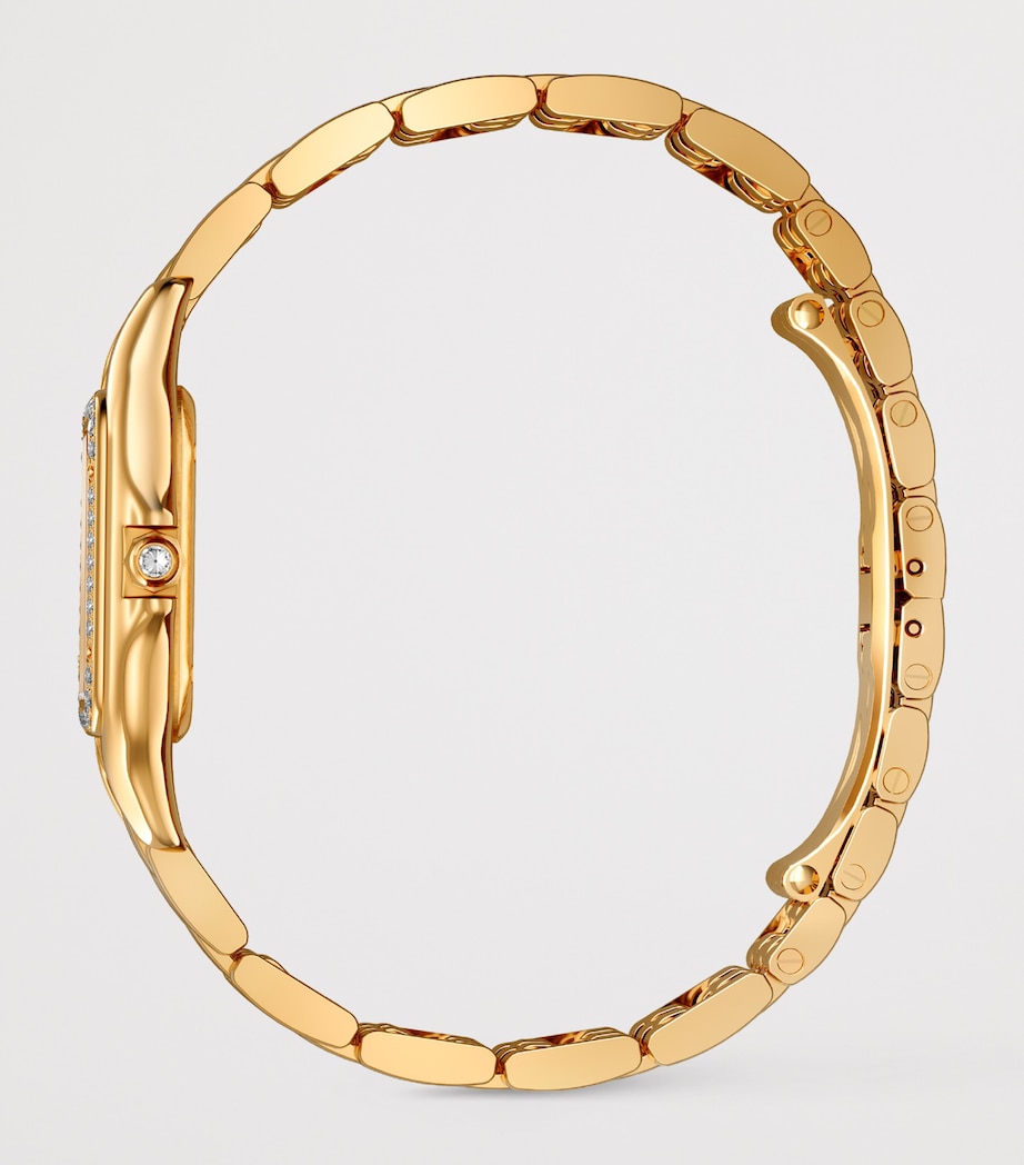 Small Yellow Gold and Diamonds Panthère de Cartier Watch 23mm SILVERED Image 5