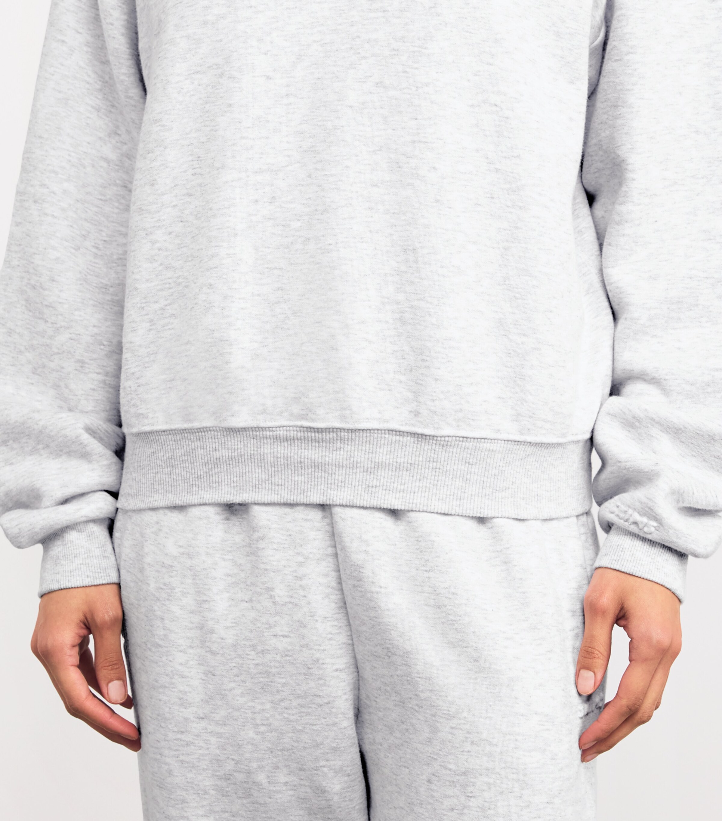 Cotton-Blend Fleece Classic Sweatshirt LIGHT HEATHER GREY Image 6