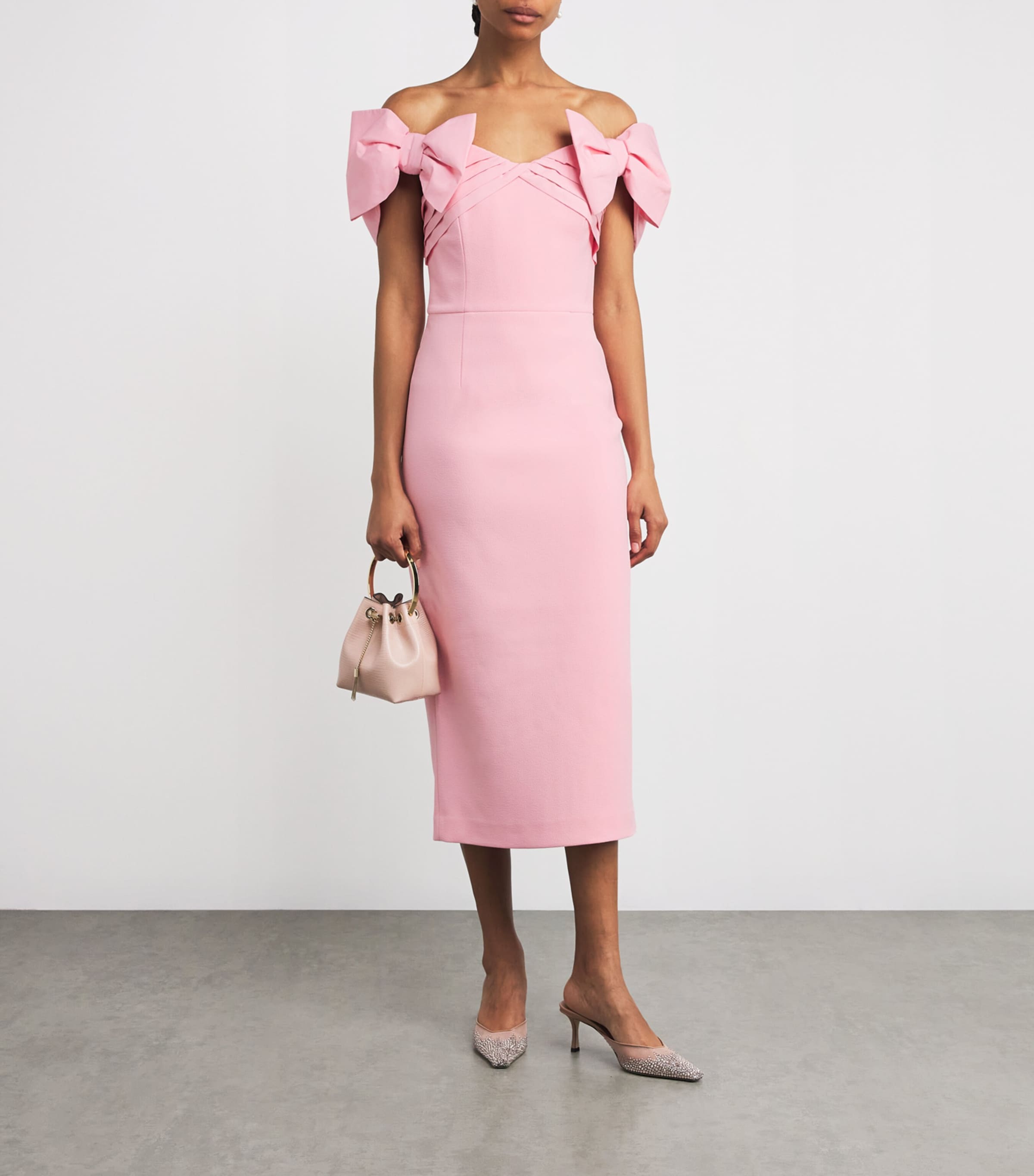 Rebecca Vallance Crêpe Bow-Detail Isabella Midi Dress