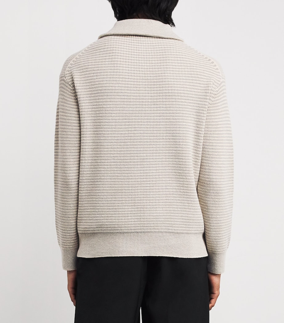 Knitted Stripe Half-Zip Sweater SAND/STONE Image 4