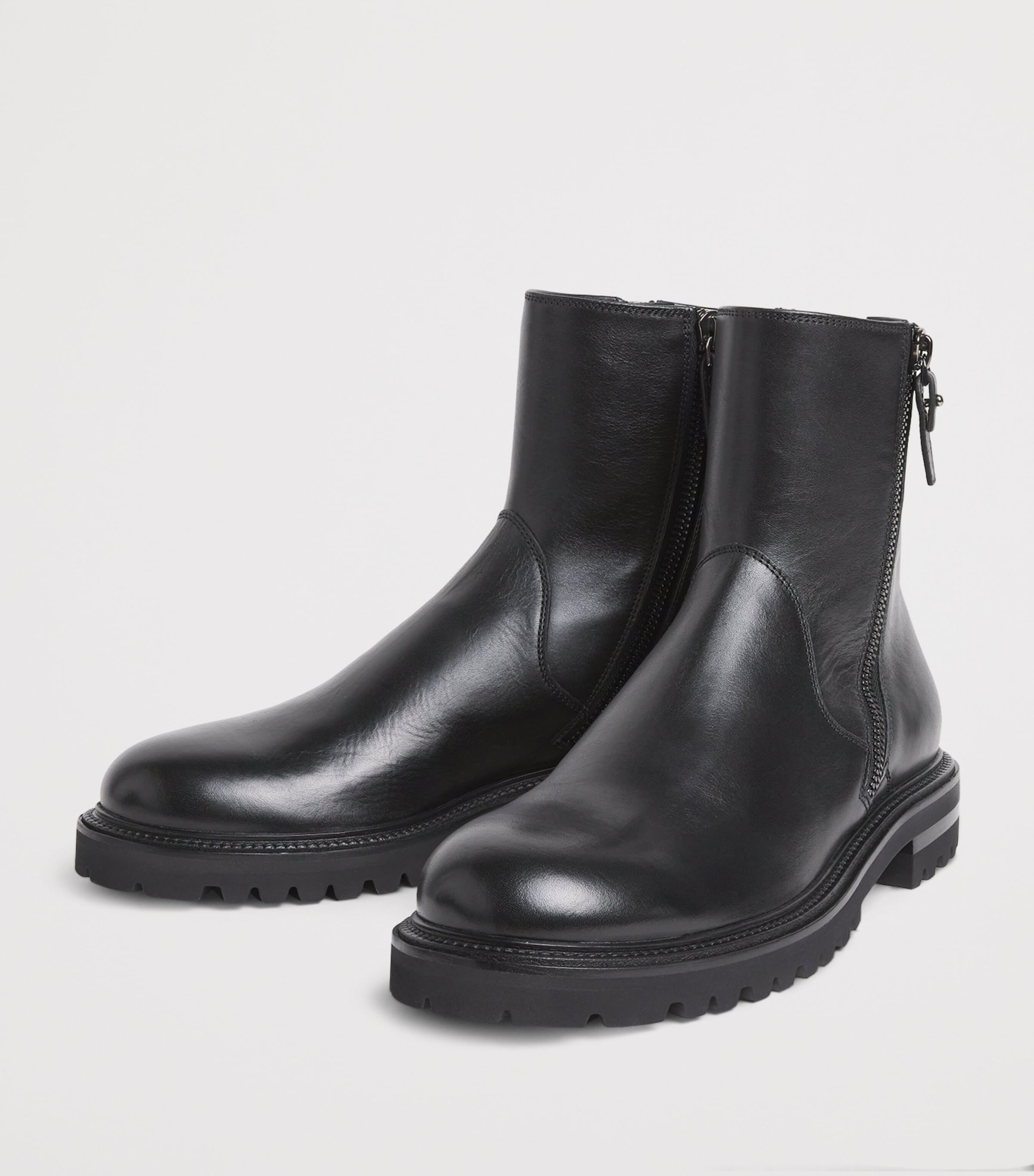 Leather Zip Ankle Boots UC001 Image 3