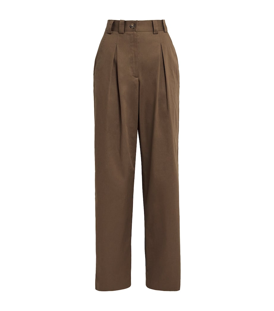 Cotton Pleated Wide-Leg Chinos KHAKI Image 1