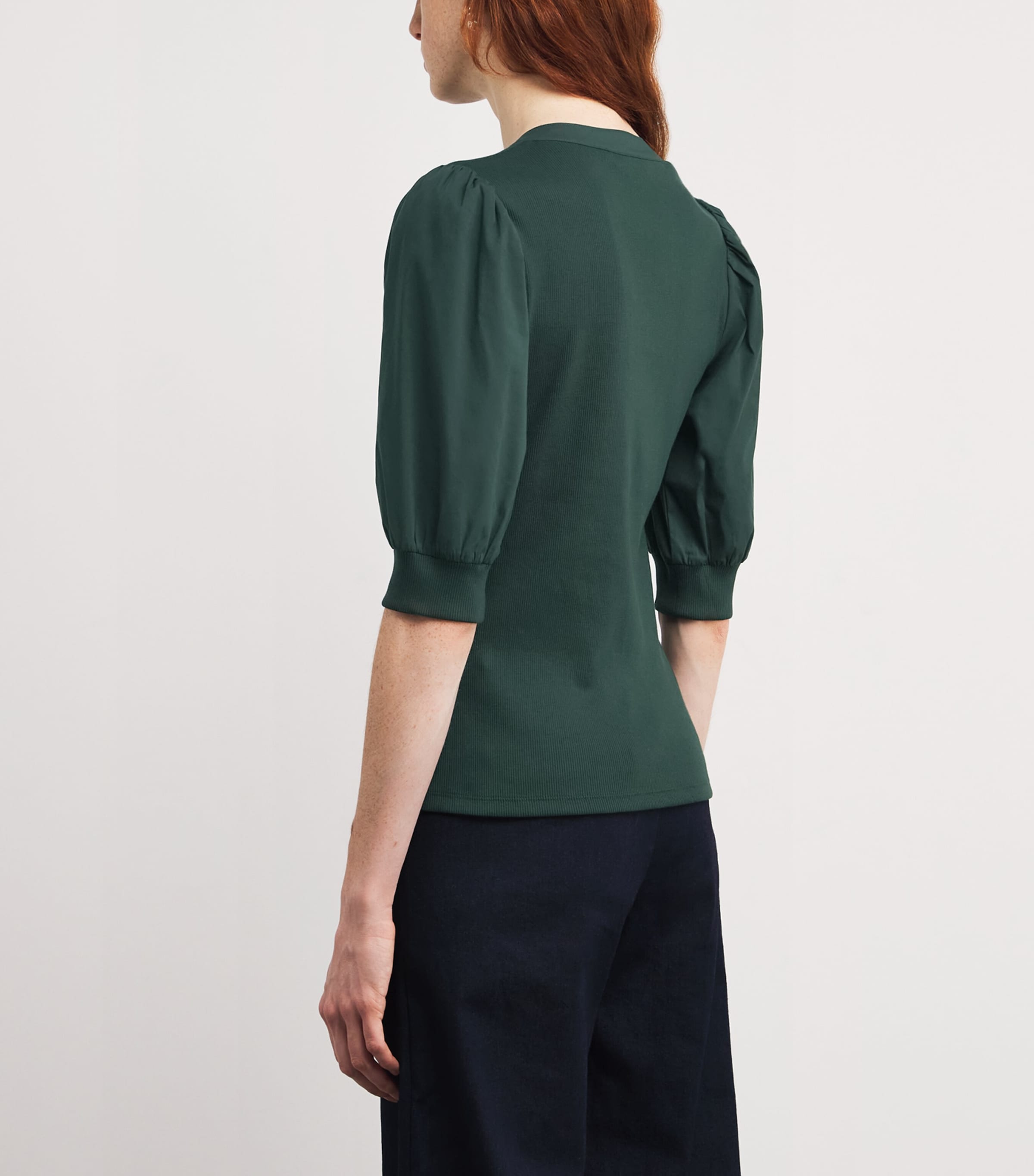 Stretch-Cotton Coralee Knit Blouse G0735 DRK HUNTR GRN Image 4