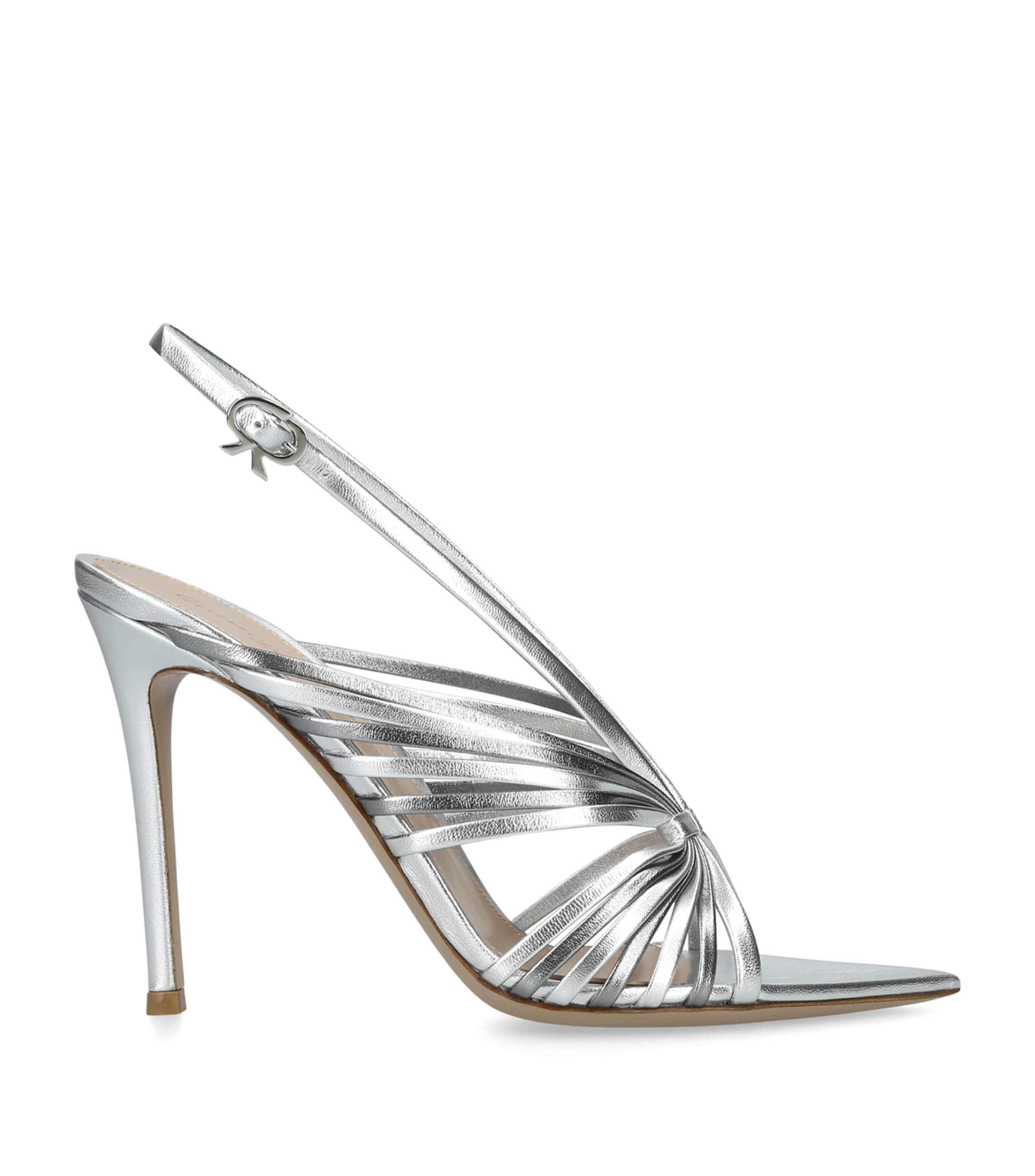 Gianvito Rossi Leather Muse Sandals 105 Silver Image 1