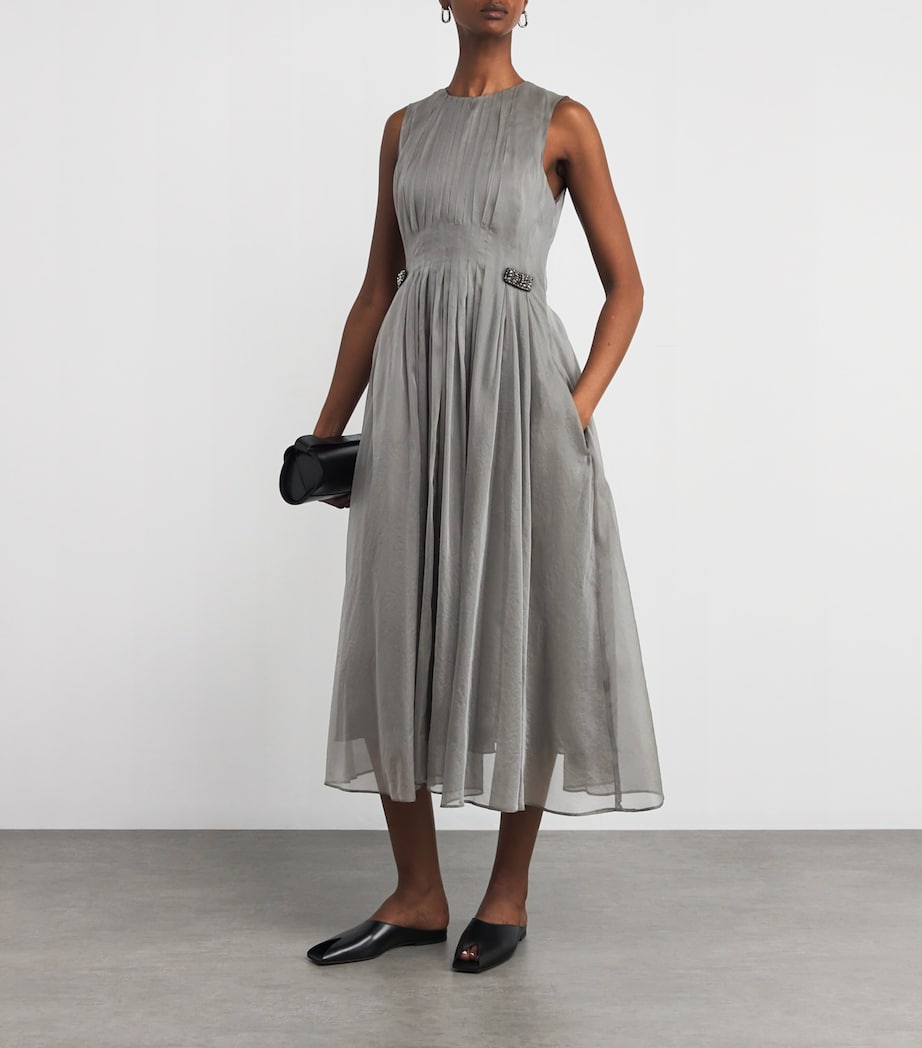 Silk-Blend Organza Midi Dress DARK GREY Image 2