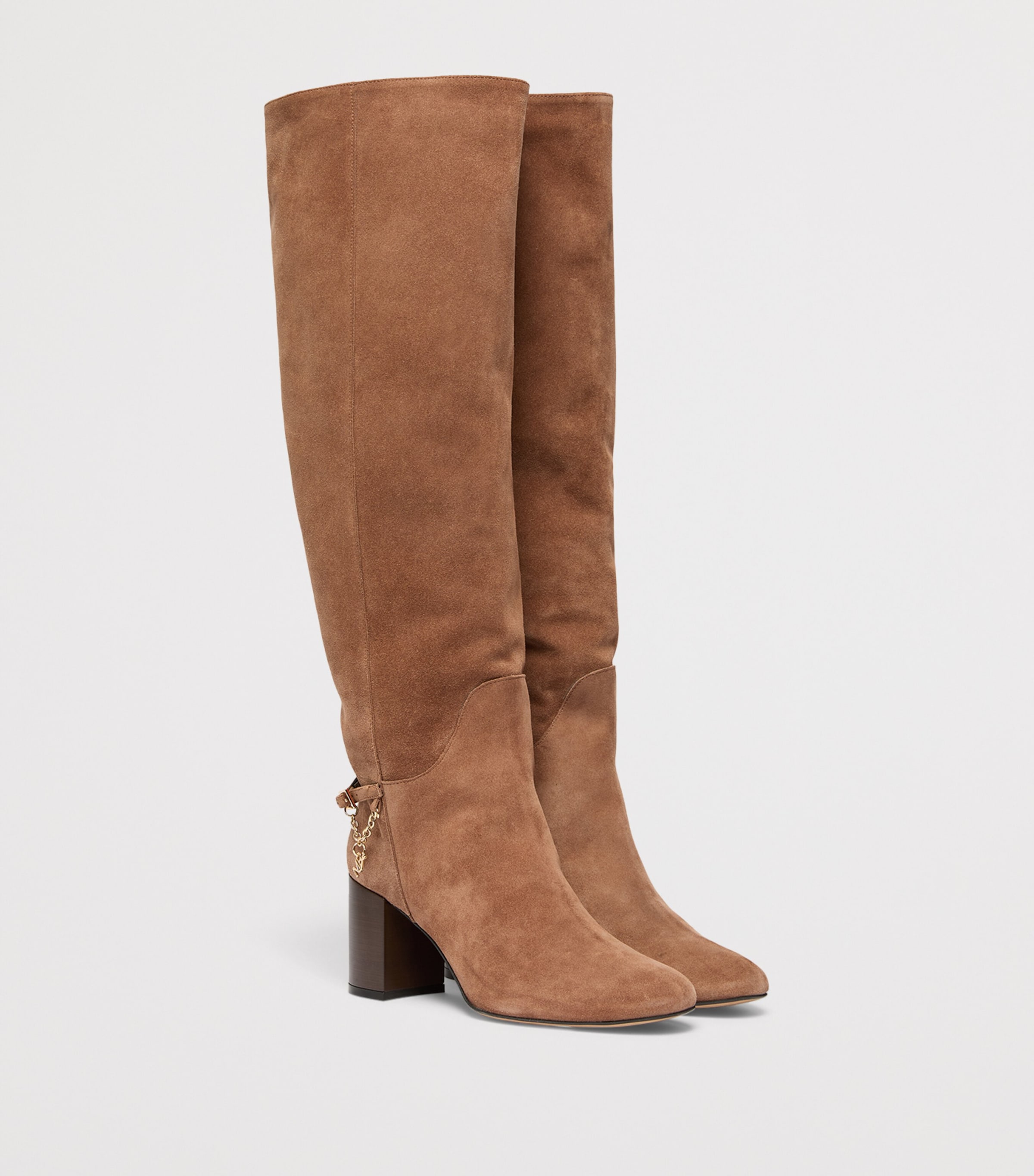 Marina Rinaldi Suede Knee High Boots Hazelnut Brown Image 3