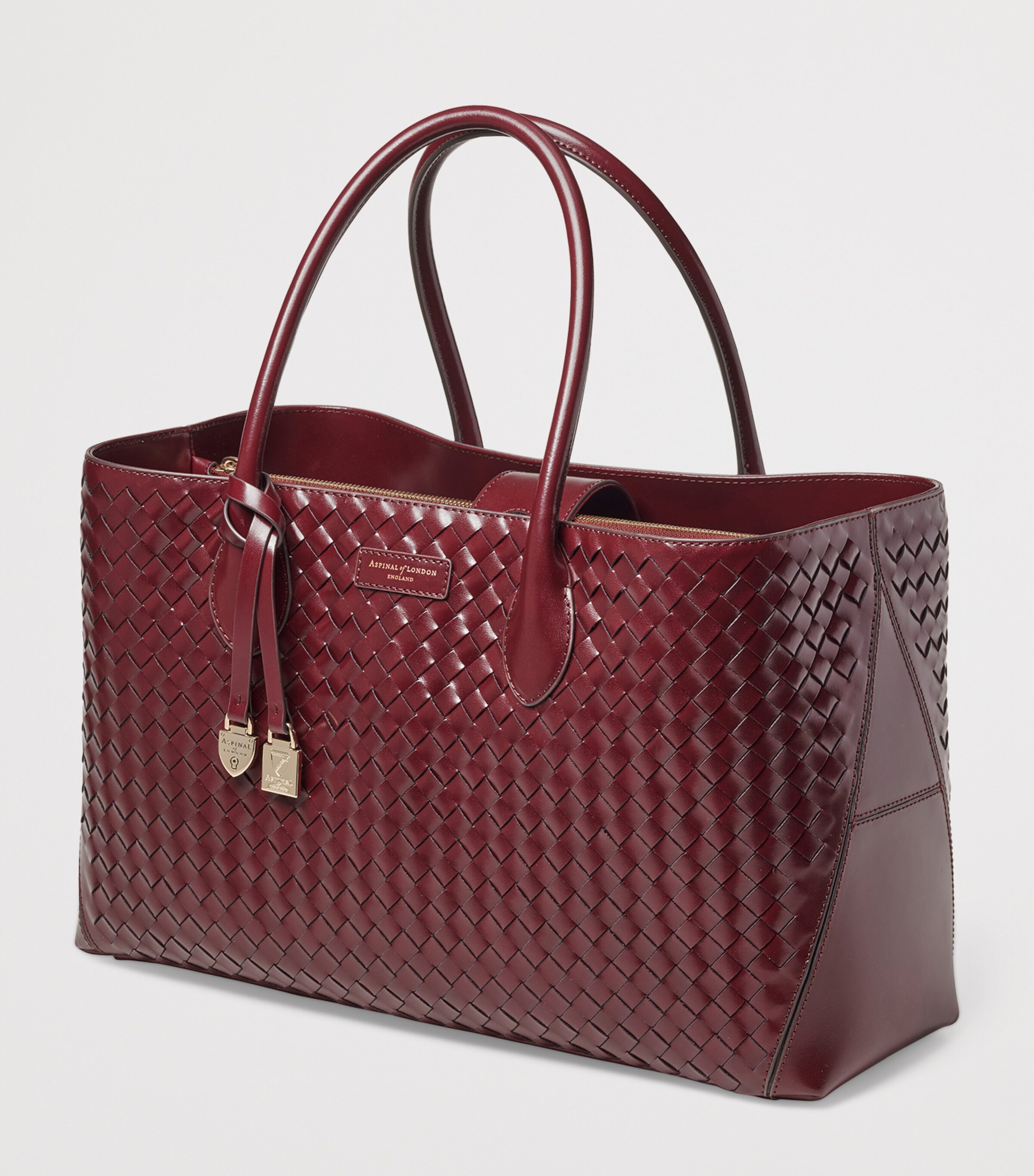 Leather London Tote Bag BURGUNDY Image 2