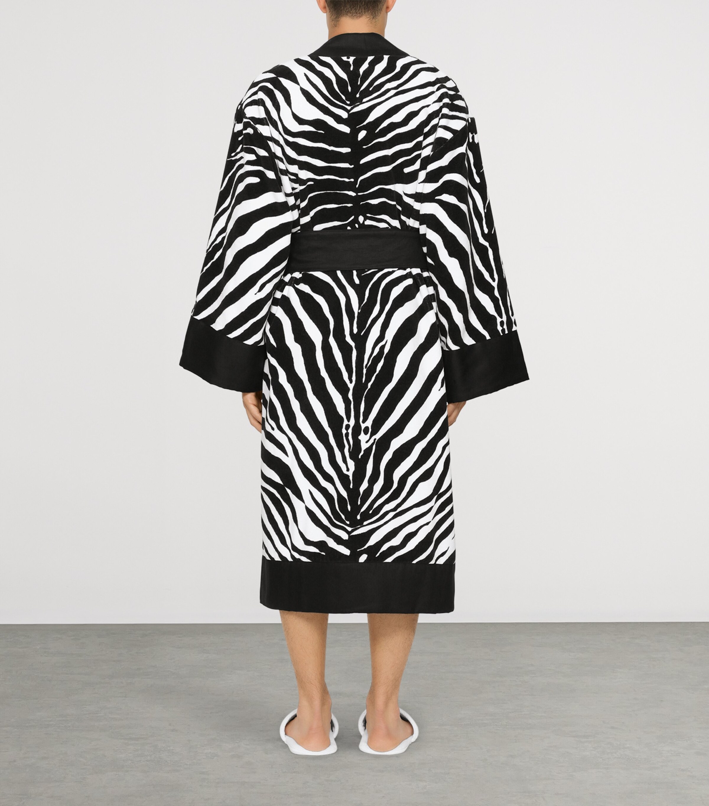 Dolce&Gabbana Casa Terry Cotton Zebra Print Robe Zebra Nero Image 8
