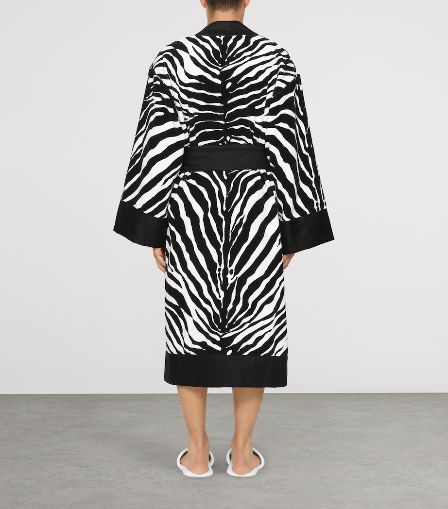 Terry Cotton Zebra Print Robe UZ025 ZEBRA NERO Image 8