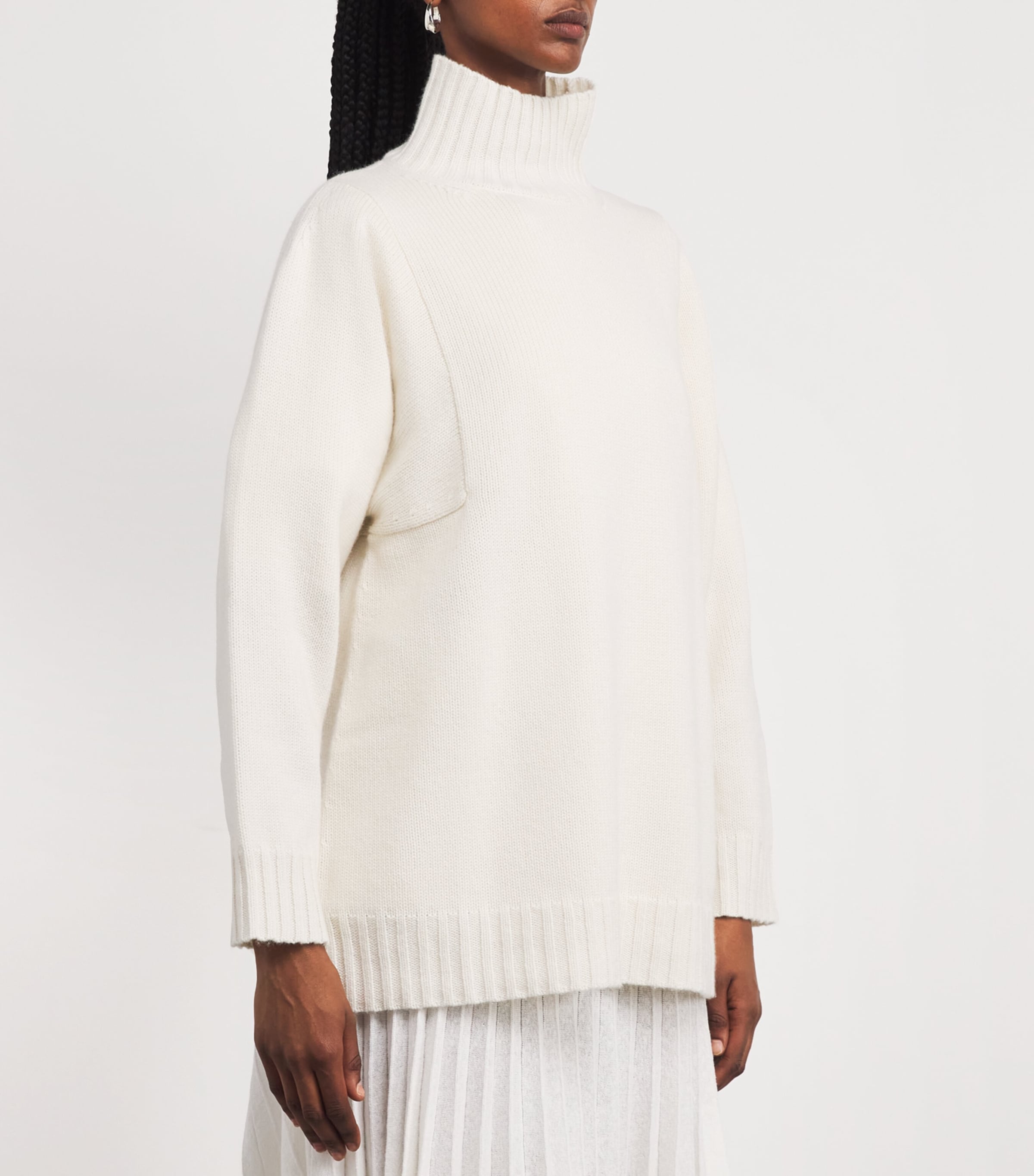 Cashmere High-Neck Sweater WHITE Image 3