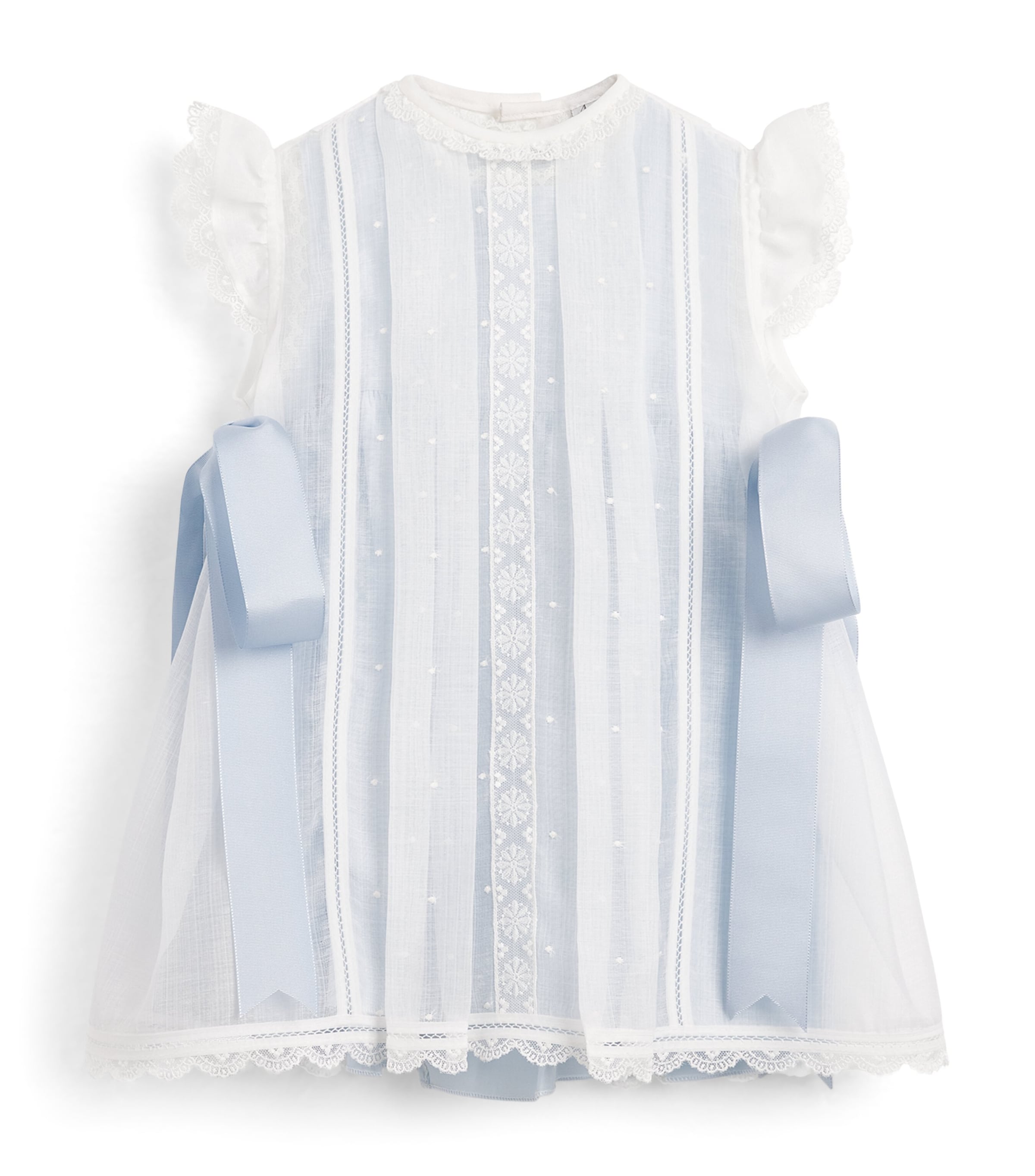 PEPA LONDON Lace-Trim Bow-Detail Dress (9-36 Months) Blue Image 1