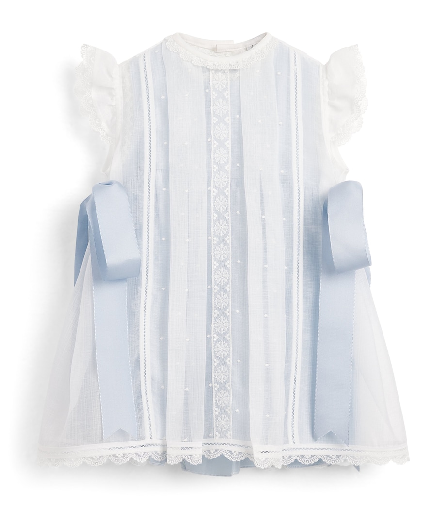 PEPA LONDON Lace-Trim Bow-Detail Dress (9-36 Months) Blue Image 1