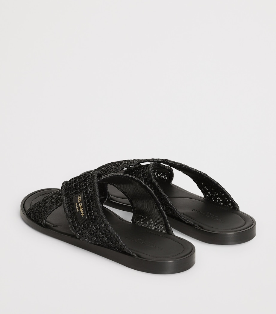 Dolce&Gabbana Woven Slides Black/black Image 3