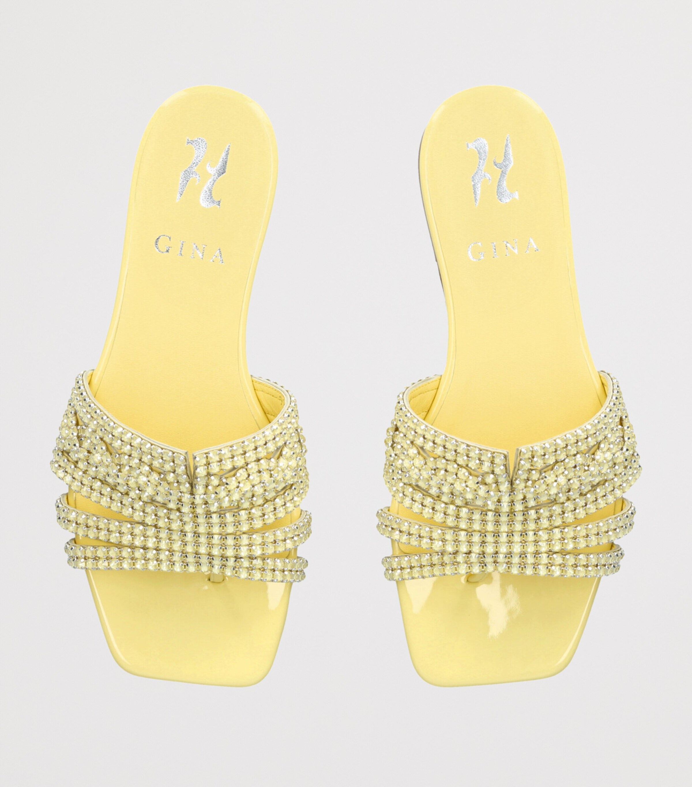 Gina Leather Embellished Orianne Sandals Yellow Image 4