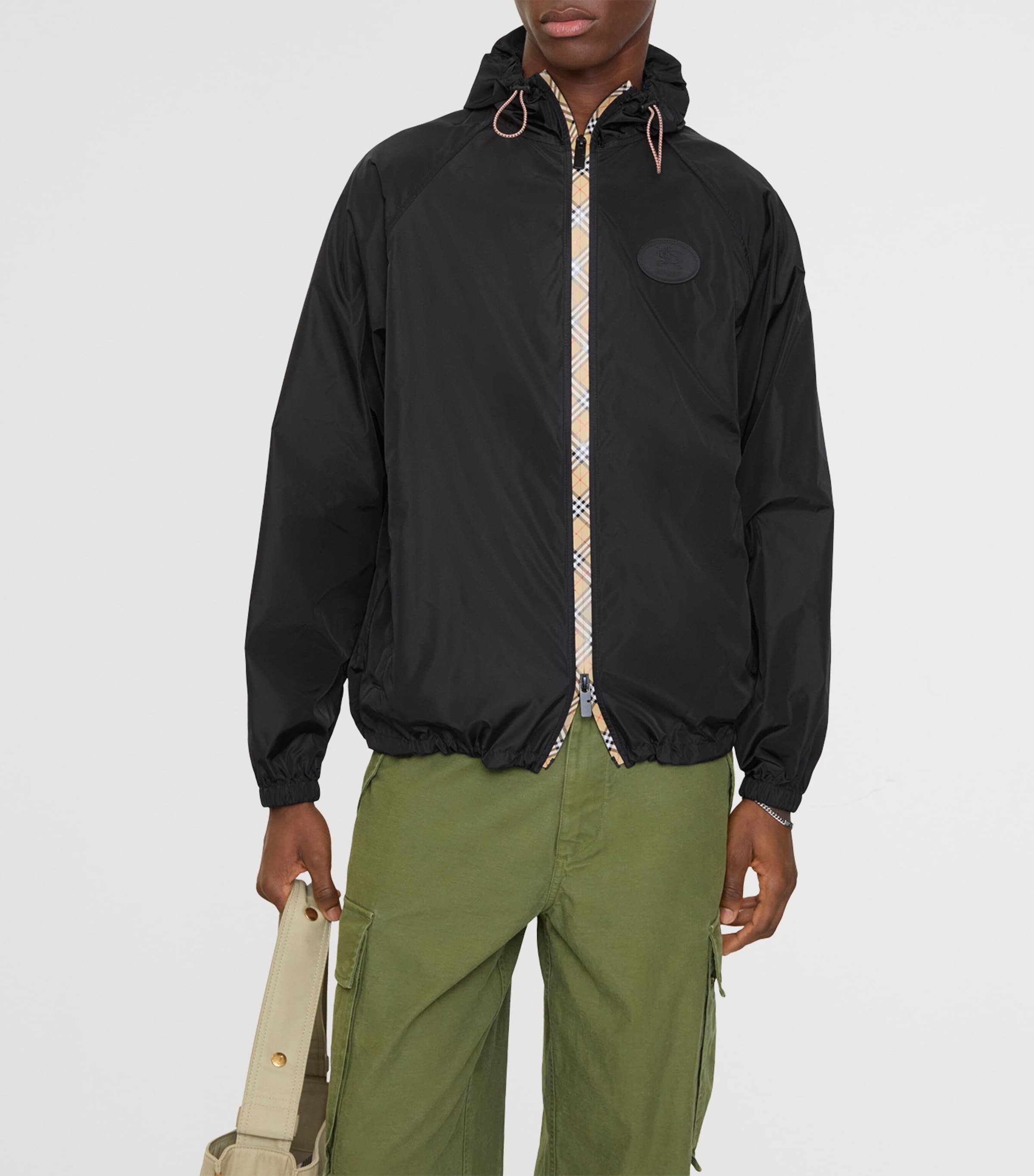 Burberry Mens Check Tape Jacket Black Image 2