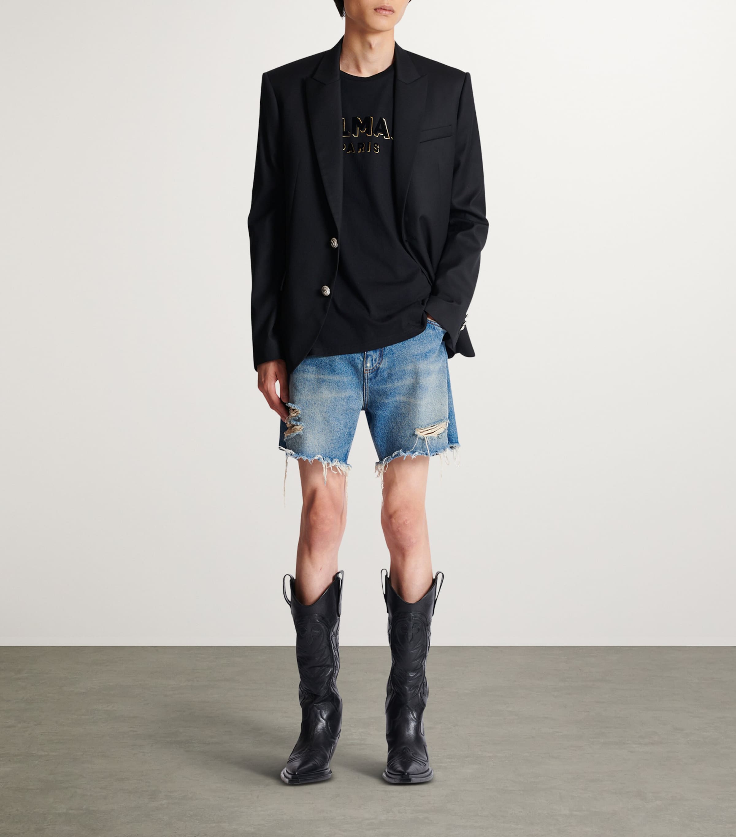 Balmain Mens Flocked Logo T-Shirt Or Image 3