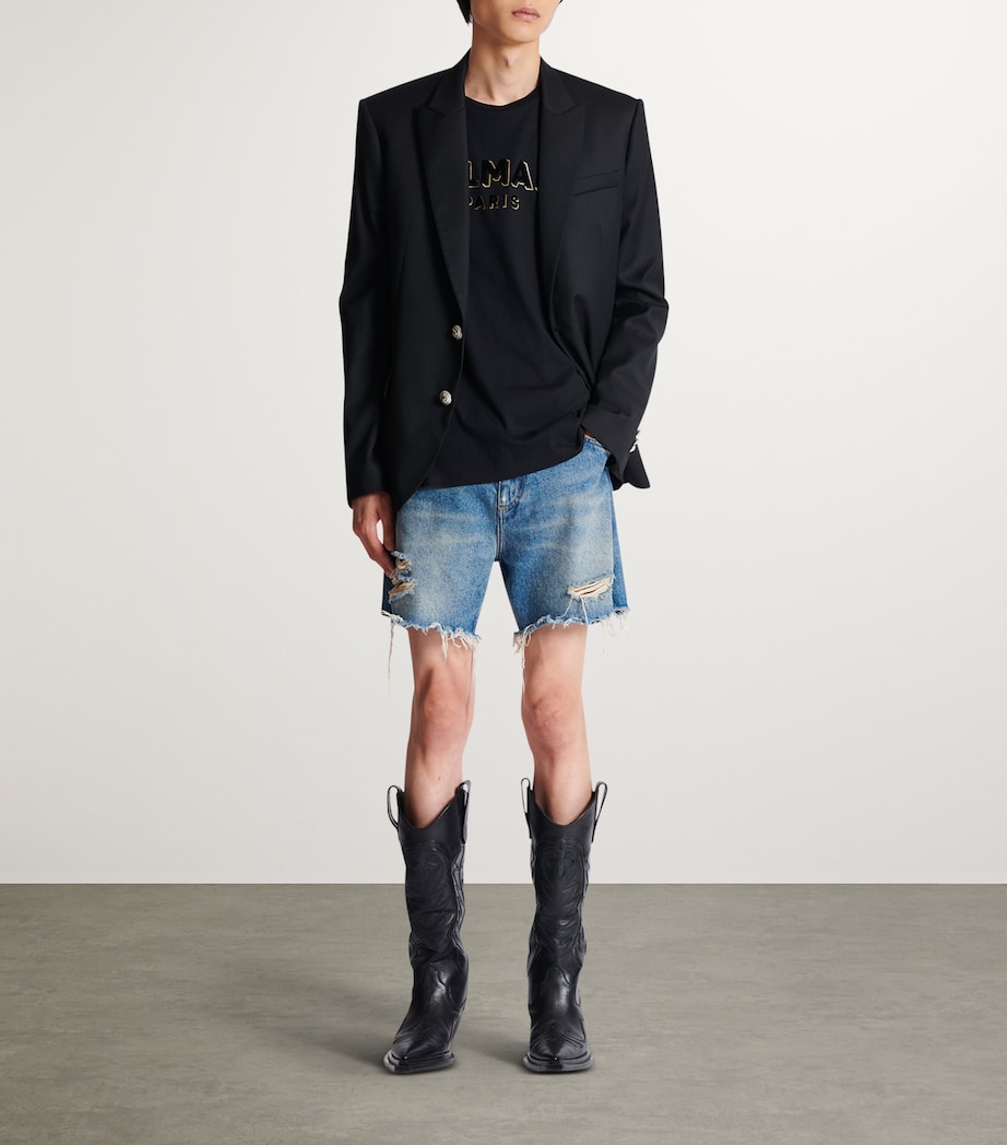 Balmain Mens Flocked Logo T-Shirt Or Image 3