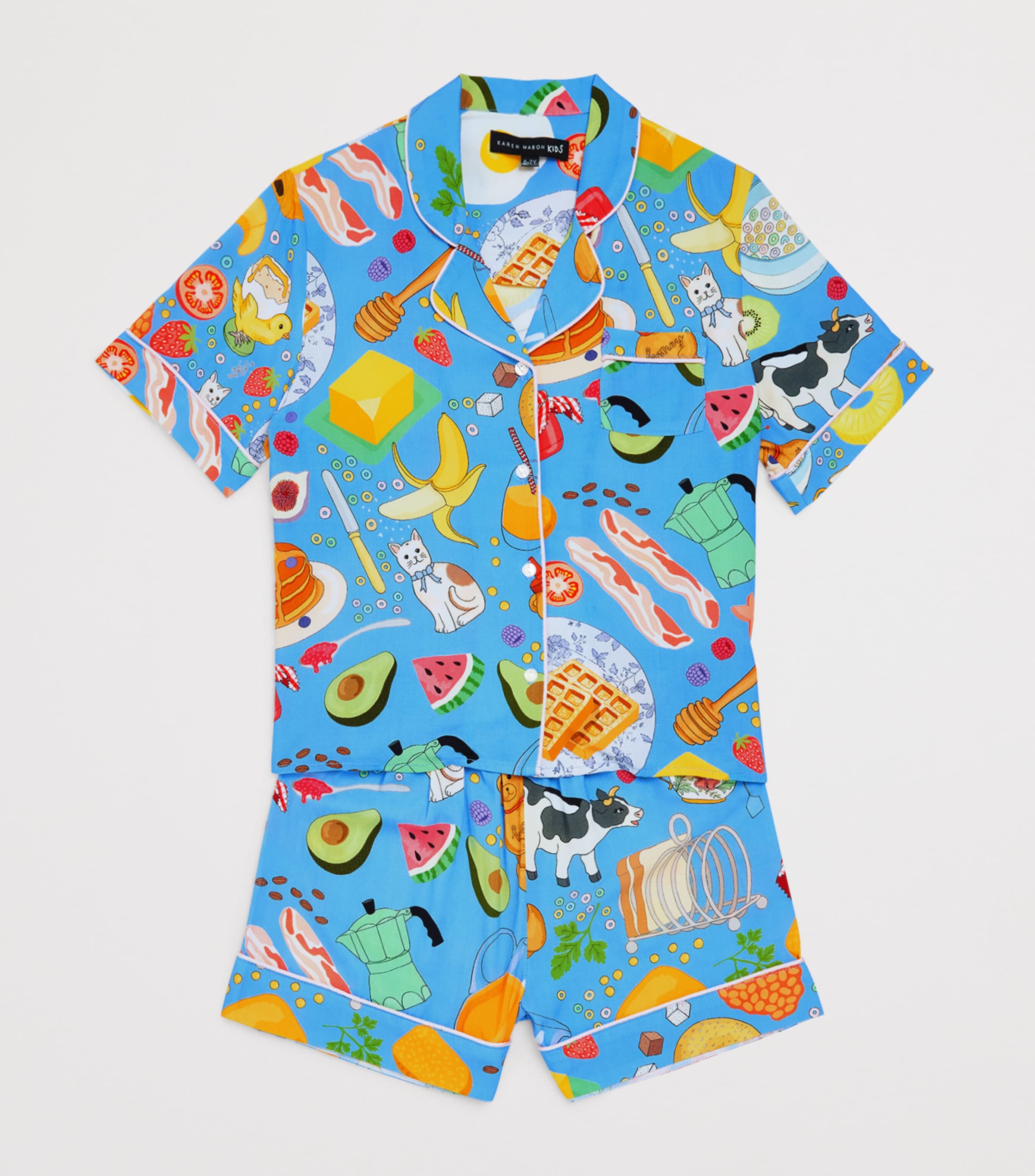 KAREN MABON KIDS Breakfast Print Pyjama Set (2-13 Years) Blue Image 3