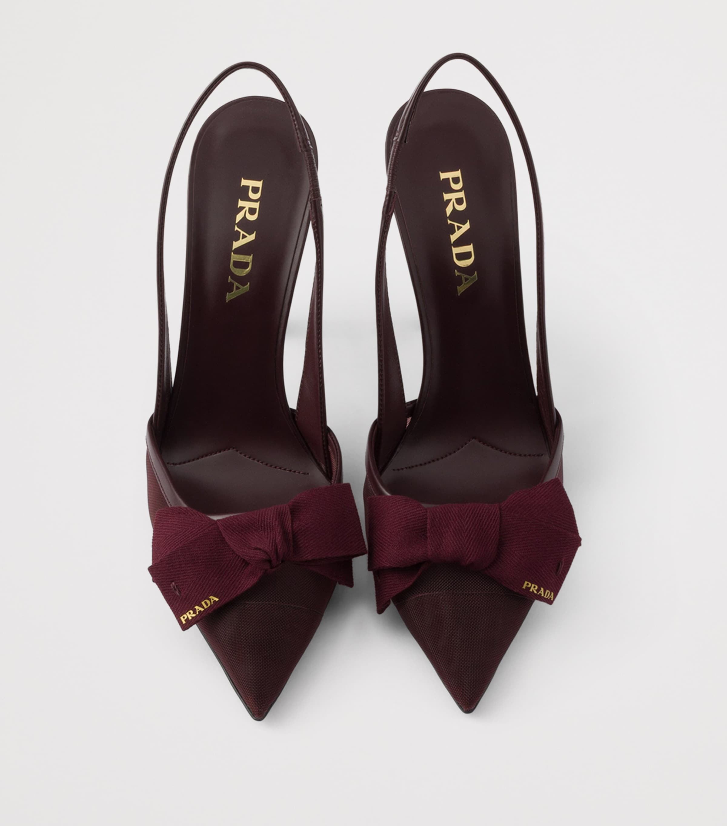 Prada Mesh Bow Slingback Pumps 100 Burgundy Image 3