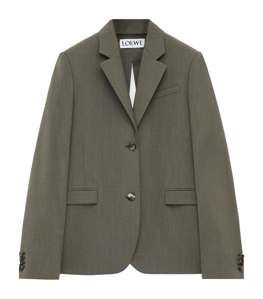 Wool-Blend Single-Breasted Jacket KHAKI GREEN Image 1
