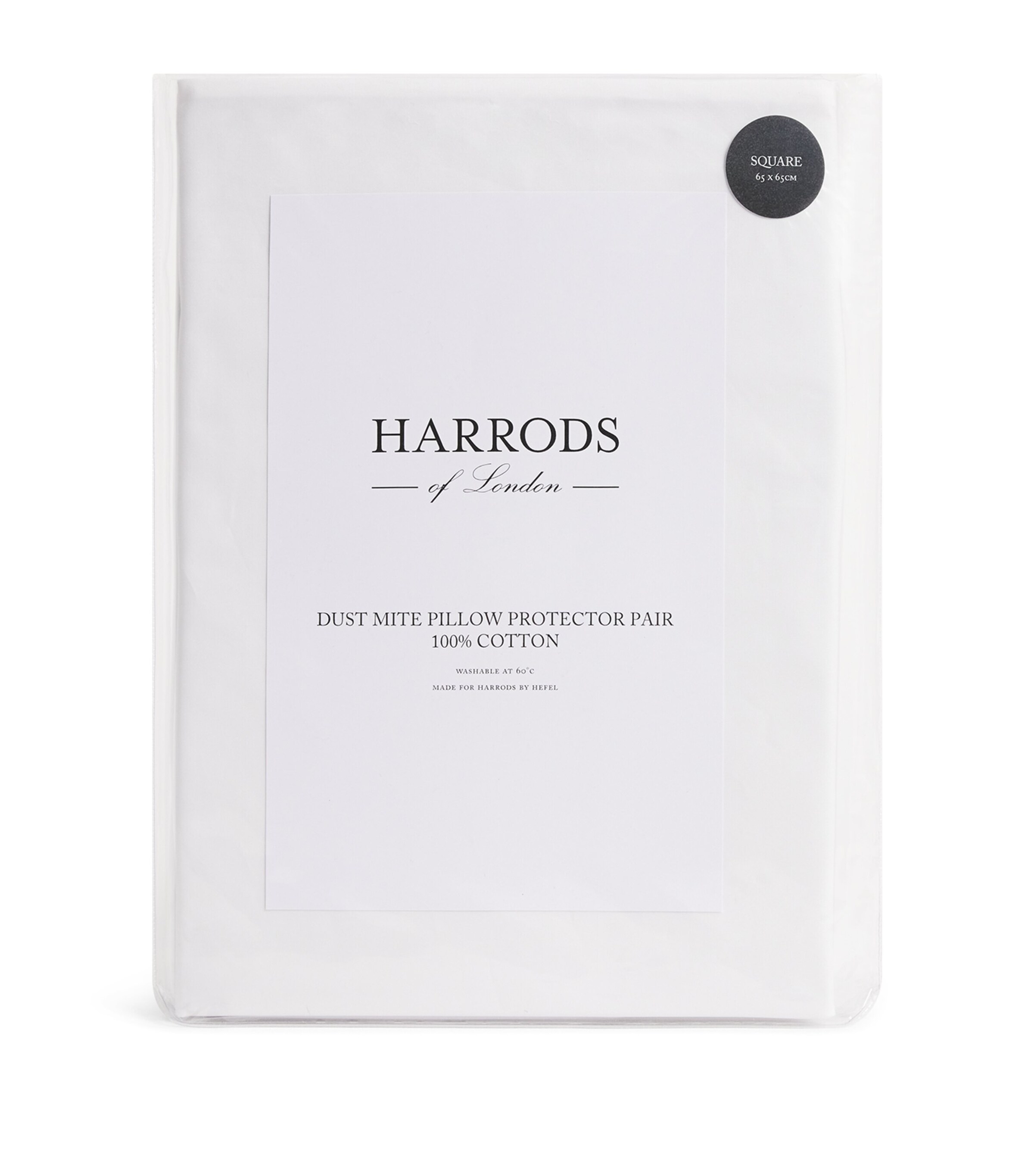 Harrods of London Dust Mite Pillowcase Protector Pair (65cm x 65cm) White Image 3
