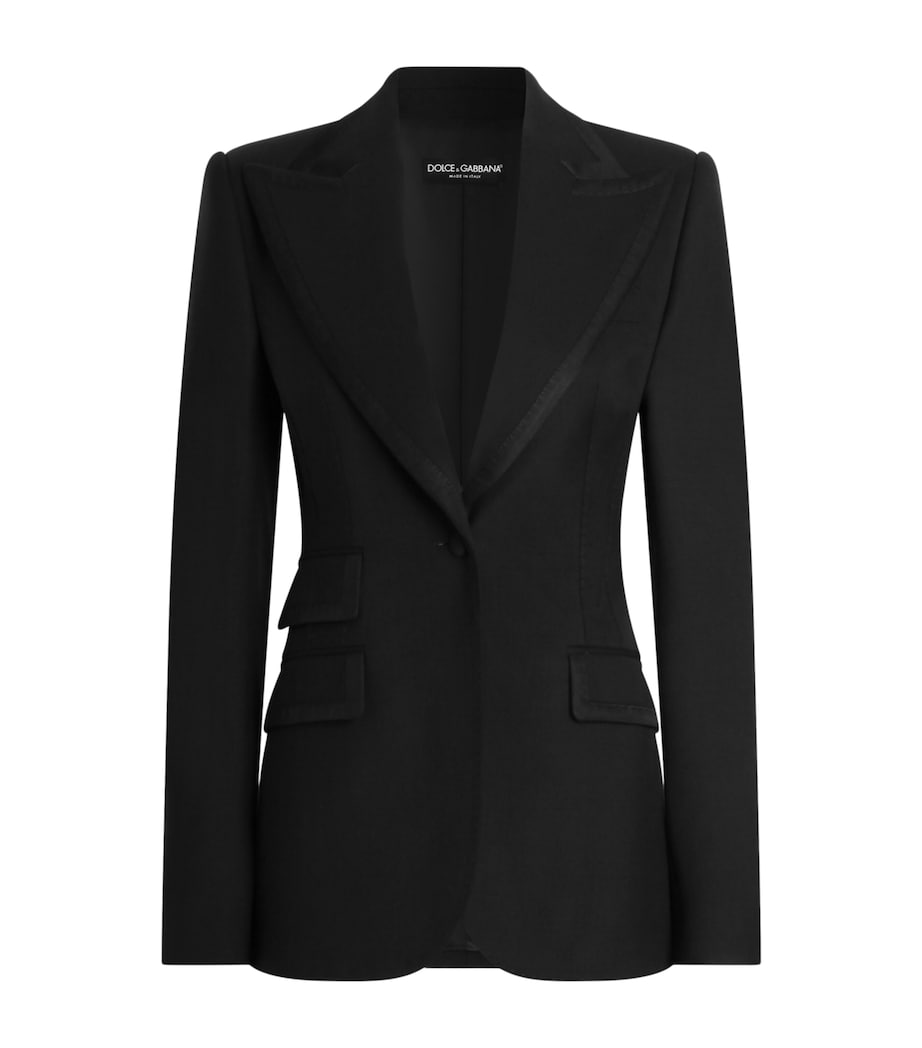 Dolce&Gabbana Womens Virgin Wool-Blend Blazer Black Image 1