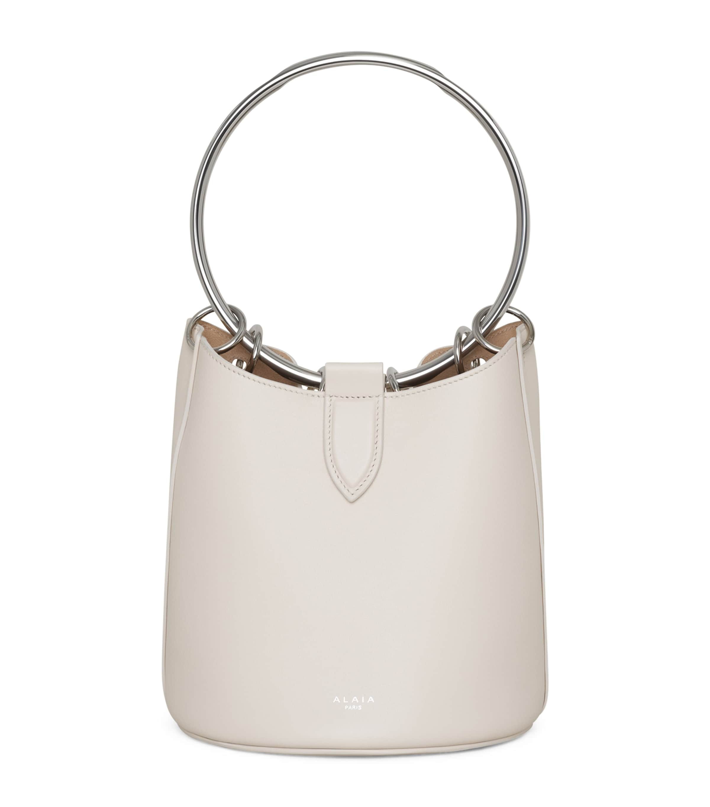 Alaïa Medium Leather Ring Bucket Bag In Neutral