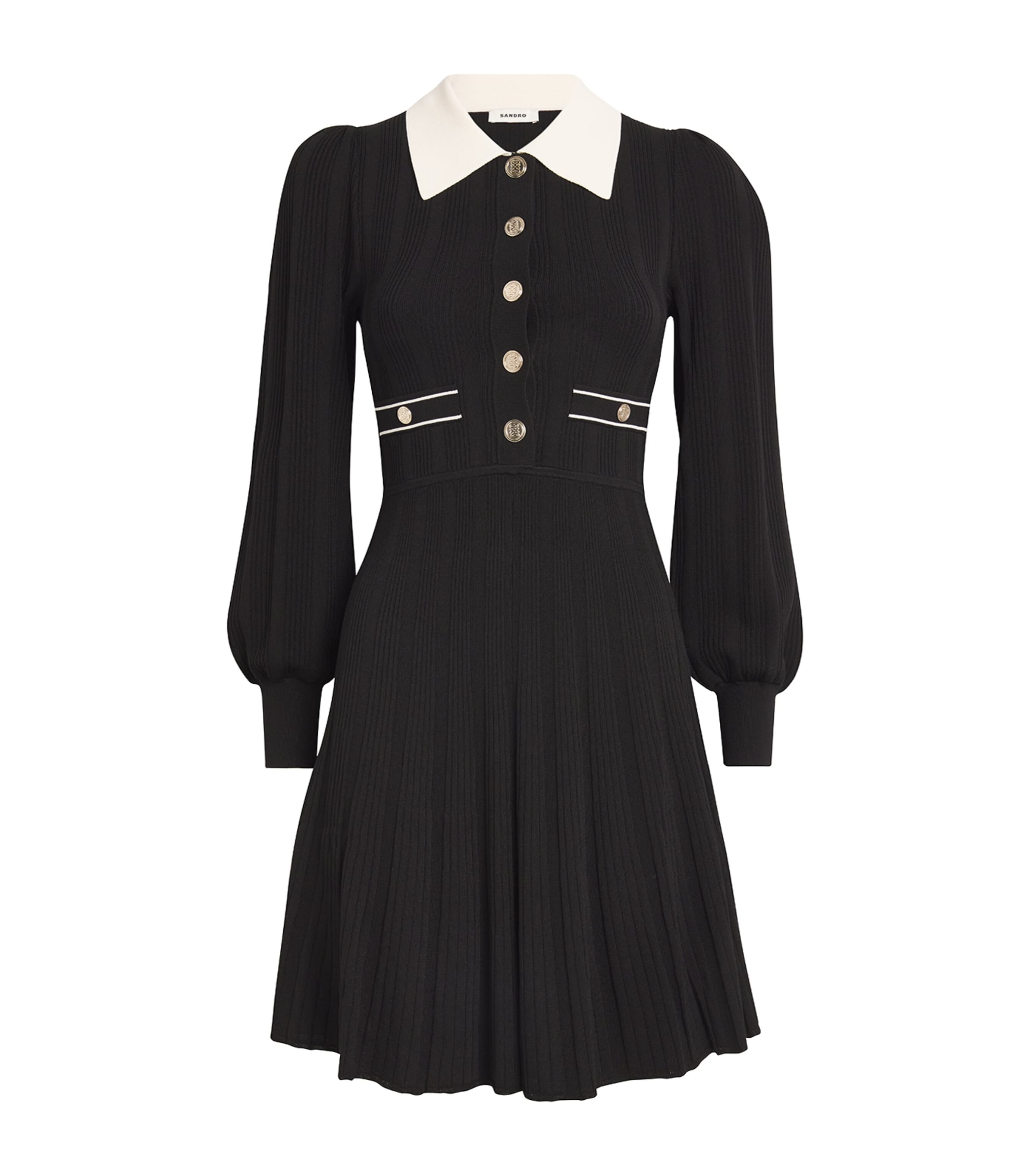 Shop Sandro Collared Mini Dress In Black