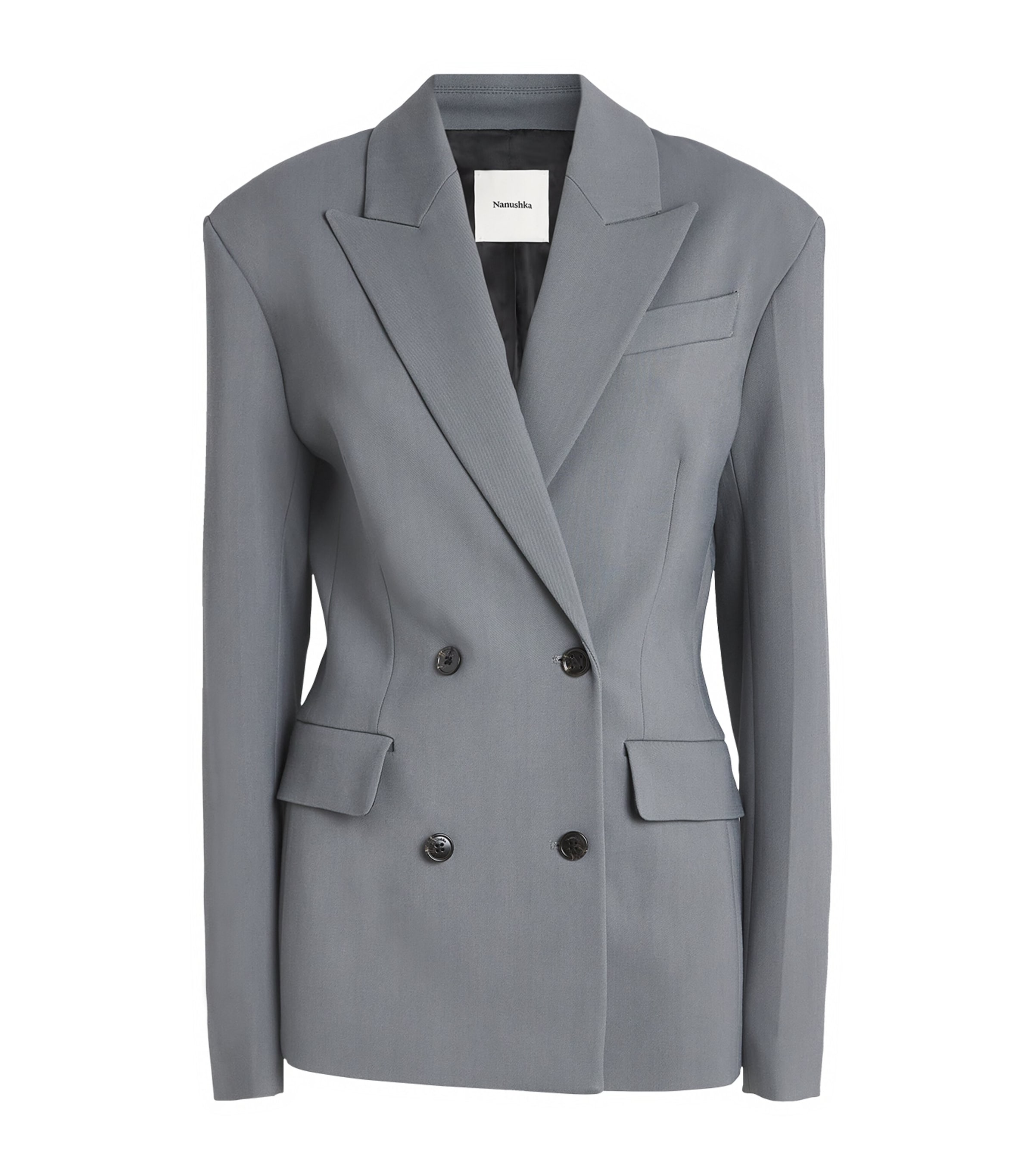 Shop Nanushka Laane Double-breasted Blazer In Blue