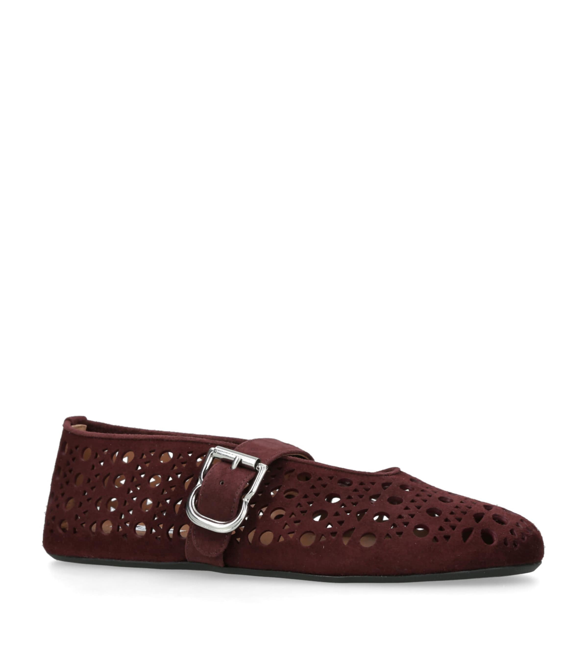 Suede Vienne Ballet Flats WINE Image 3