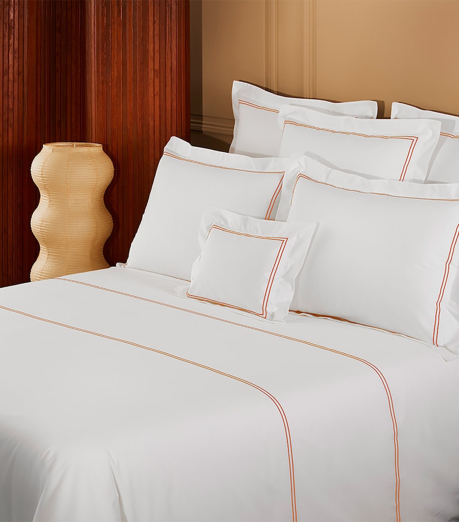 Yves Delorme Organic Cotton Duo Orange Double Duvet Cover (200cm x 200cm) Orange Image 4