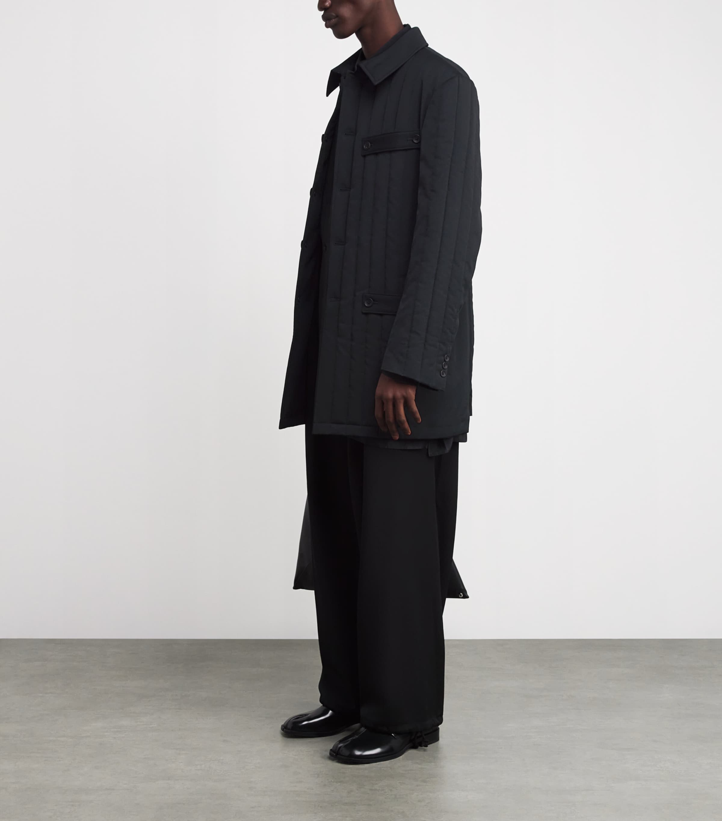 Yohji Yamamoto Mens Tuxedo Tab Padded Jacket Black Image 2