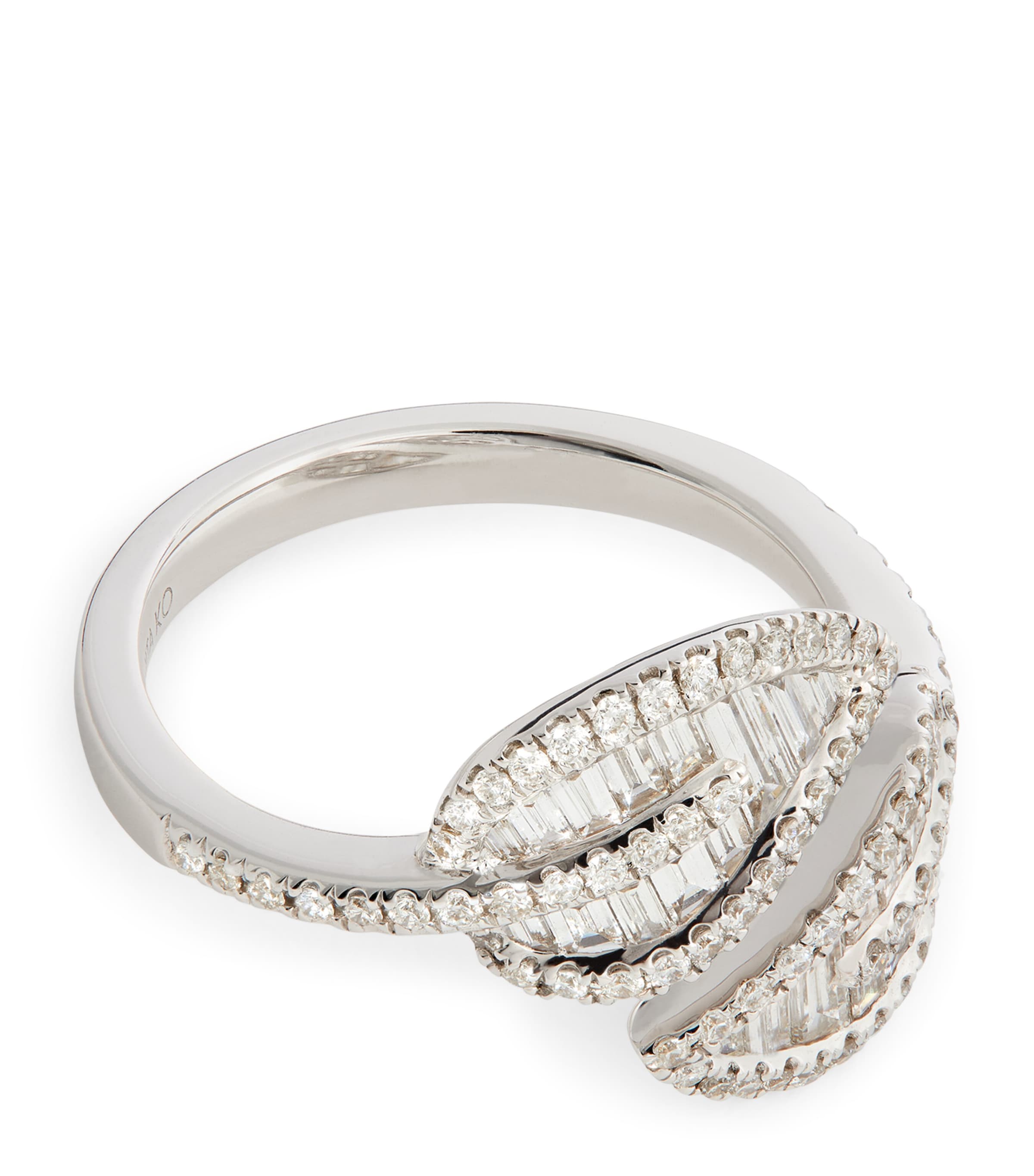 Anita Ko Small White Gold And Diamond Leaf Ring In Metallic