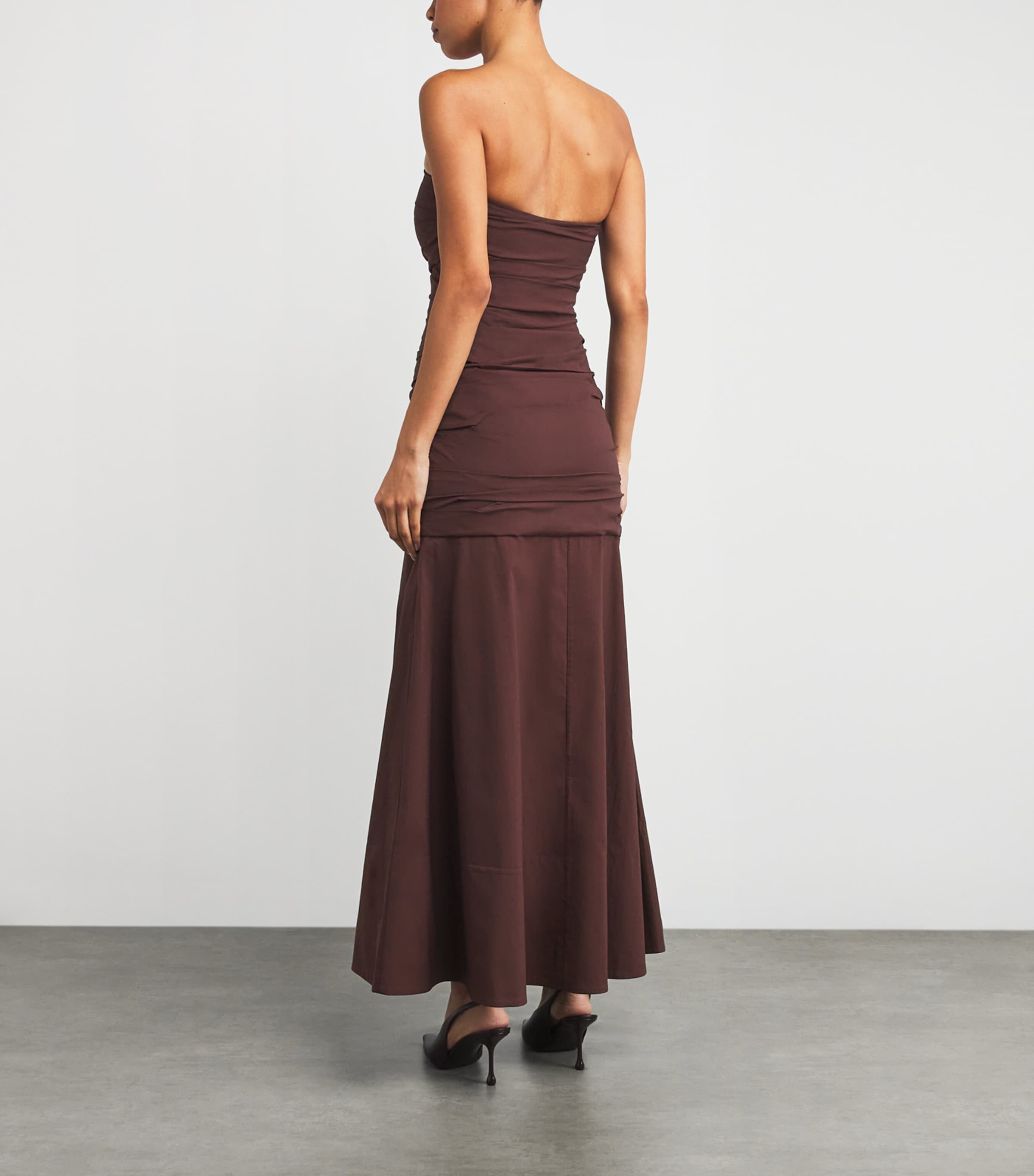 Cotton-Blend Strapless Maxi Dress LIQUEUR Image 3