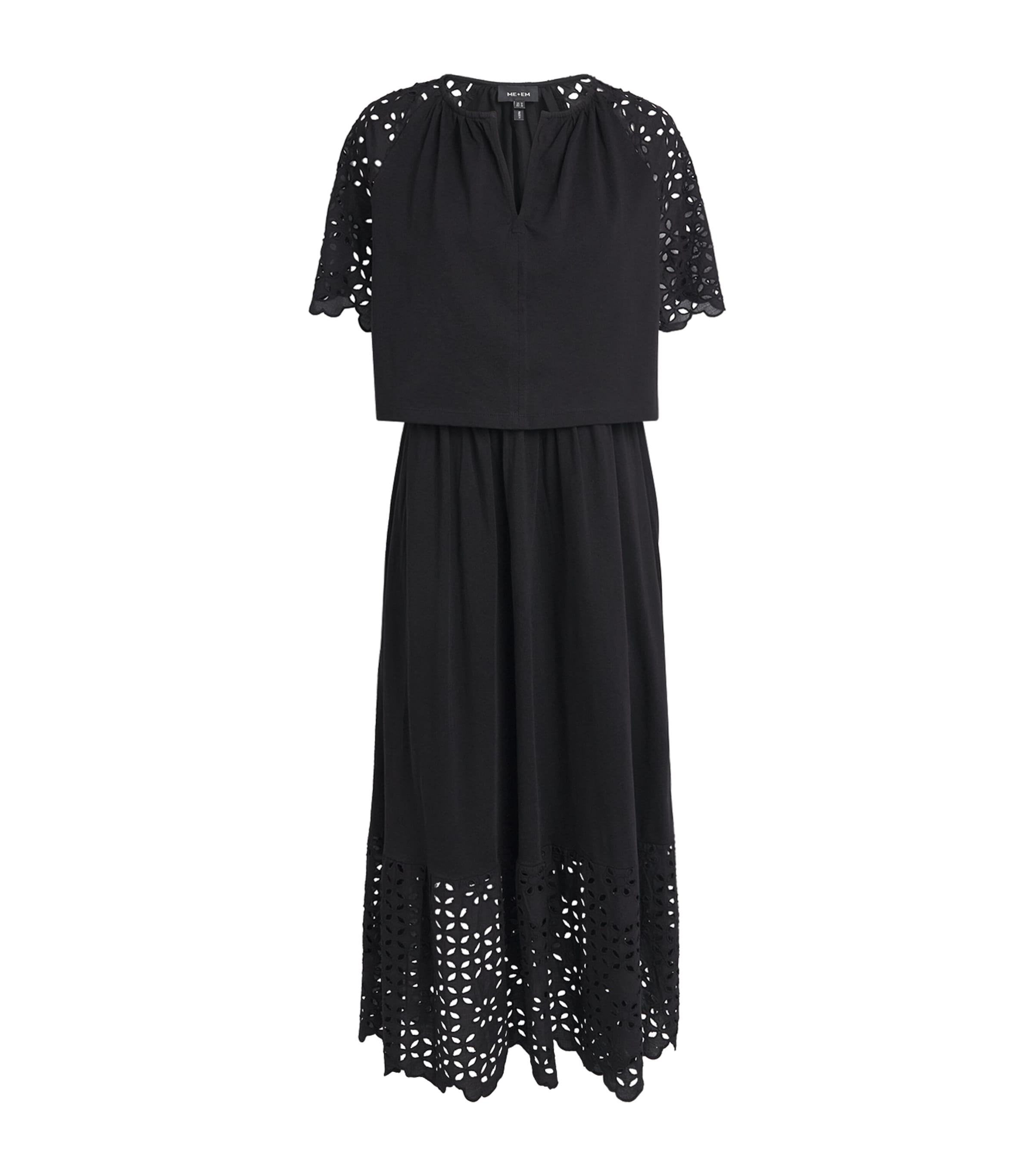 ME+EM Womens Broderie Anglaise 2-in-1 Maxi Dress Black Image 1