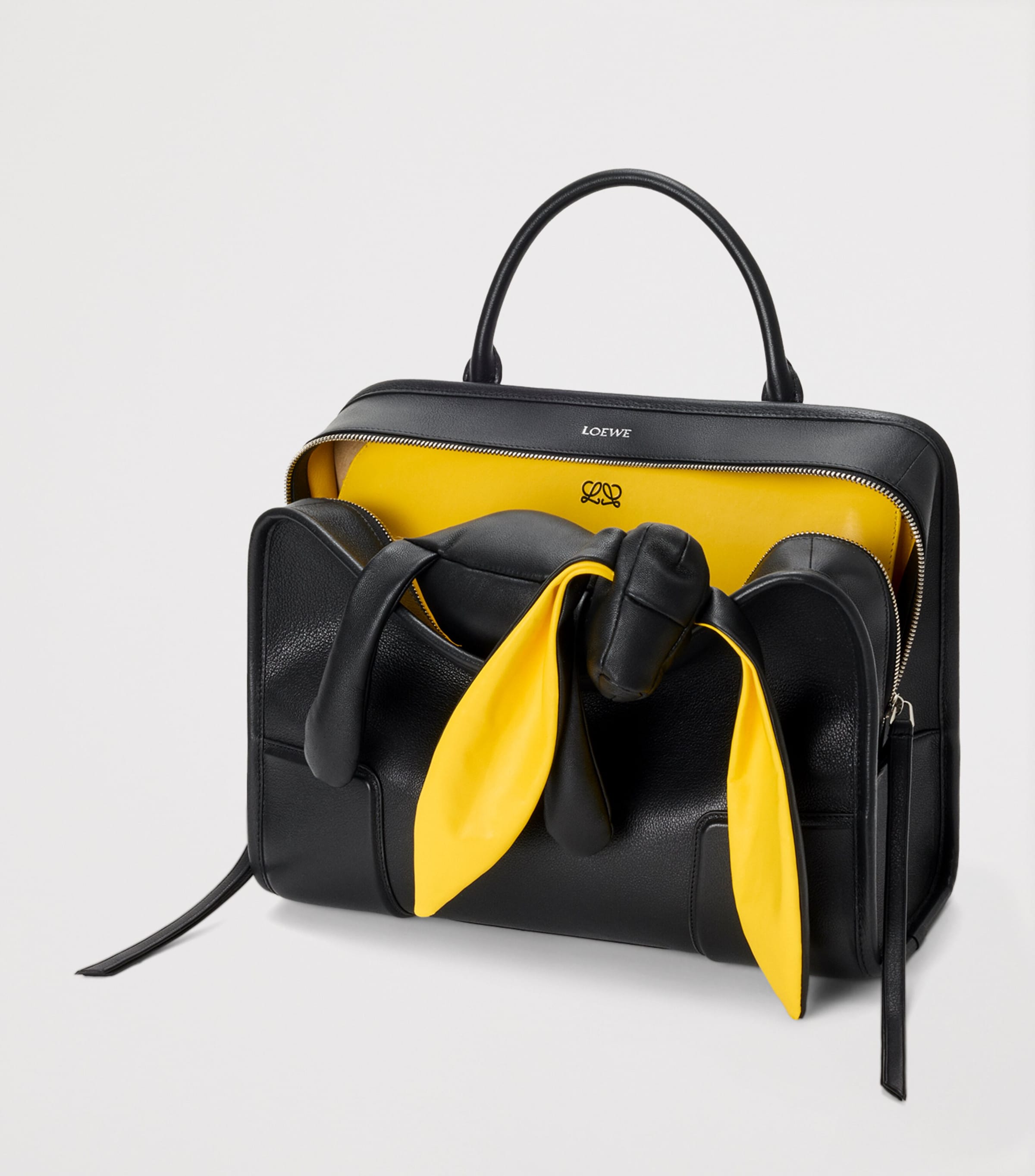 LOEWE x Cosima Von Bonin Large Leather Amazona 180 Lazy Dog Top-Handle Bag Black/yellow Image 2