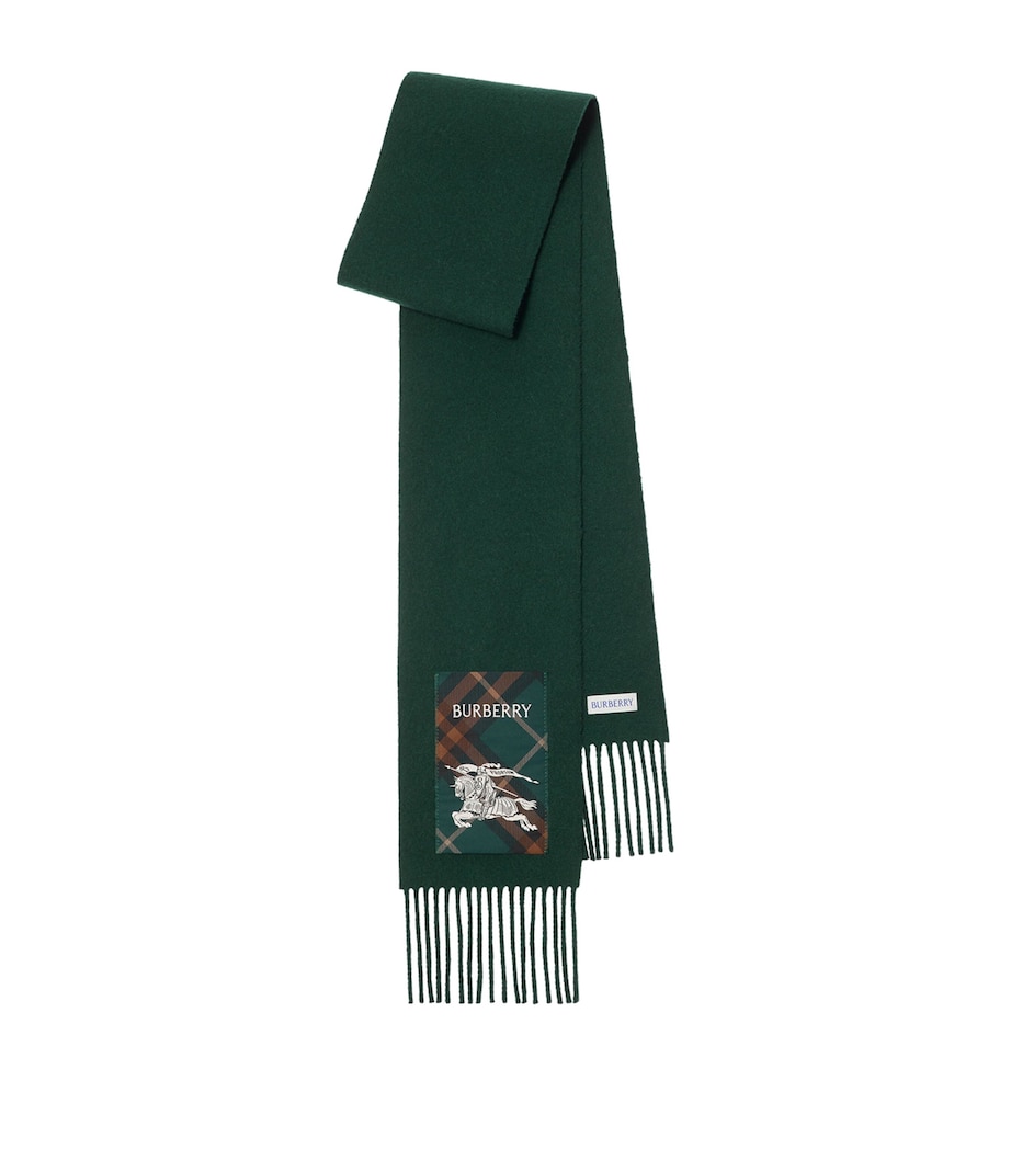 Cashmere Check Label Scarf BRIGADE GREEN Image 1