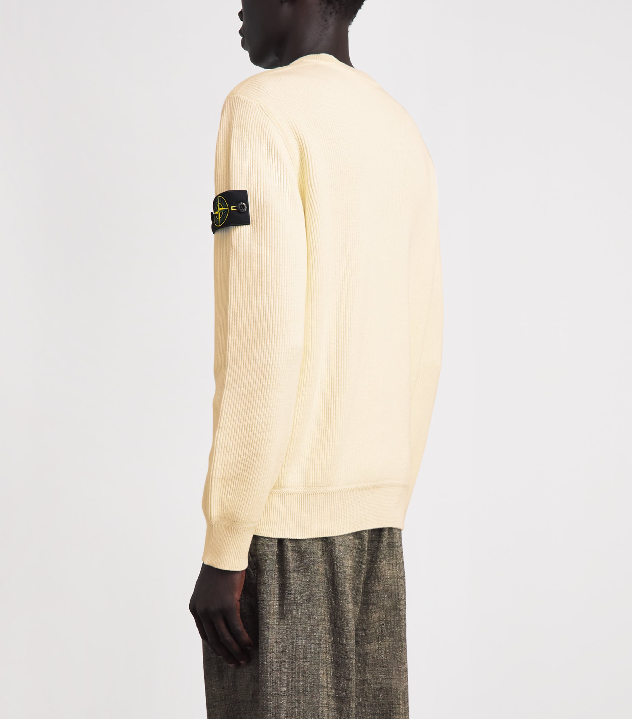 Stone Island Mens Ribbed Compass Patch Sweatshirt Image 5