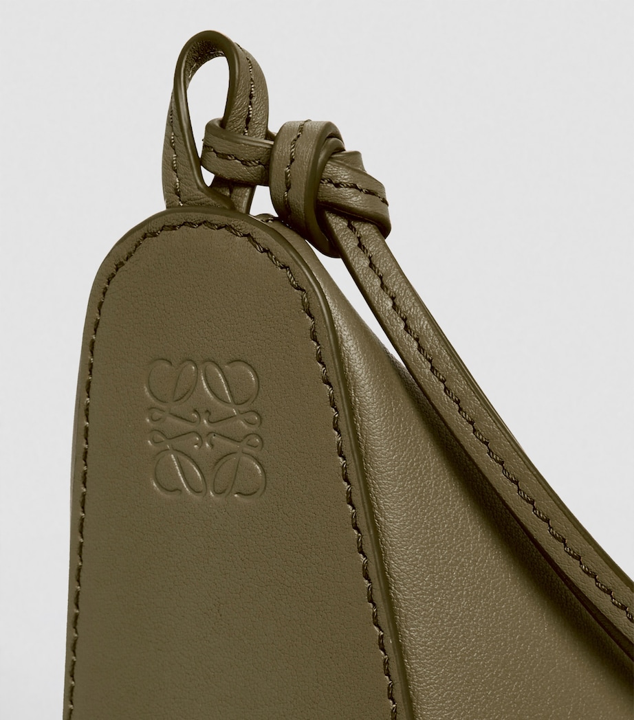 Mini Leather Hammock Hobo Bag DARK KHAKI GREEN Image 6