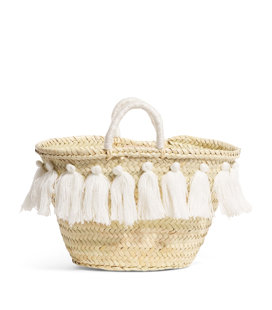 Medium Tassle Basket Bag WHITE Image 1