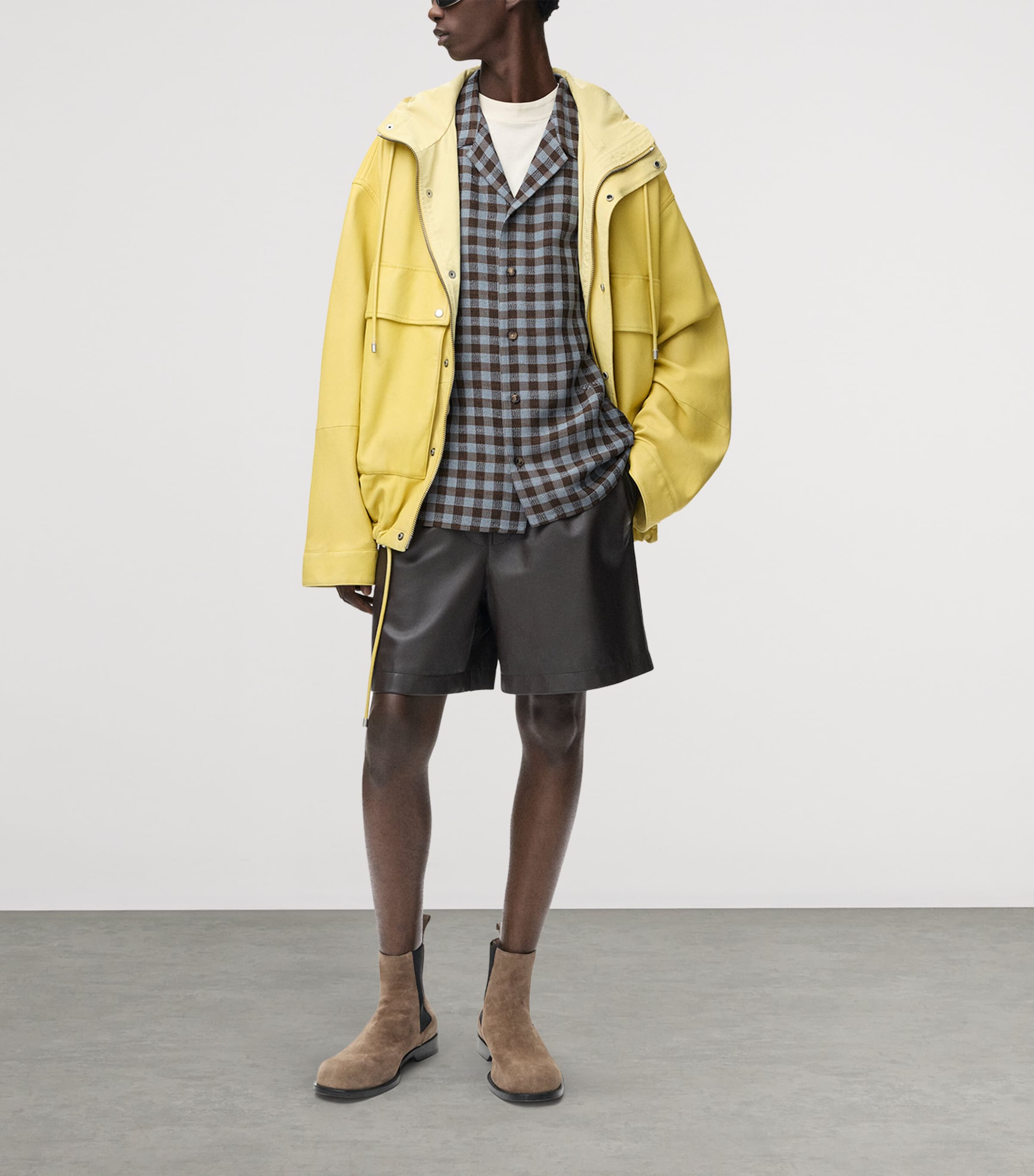 LOEWE Mens Check Short-Sleeve Shirt Blue/brown Image 2