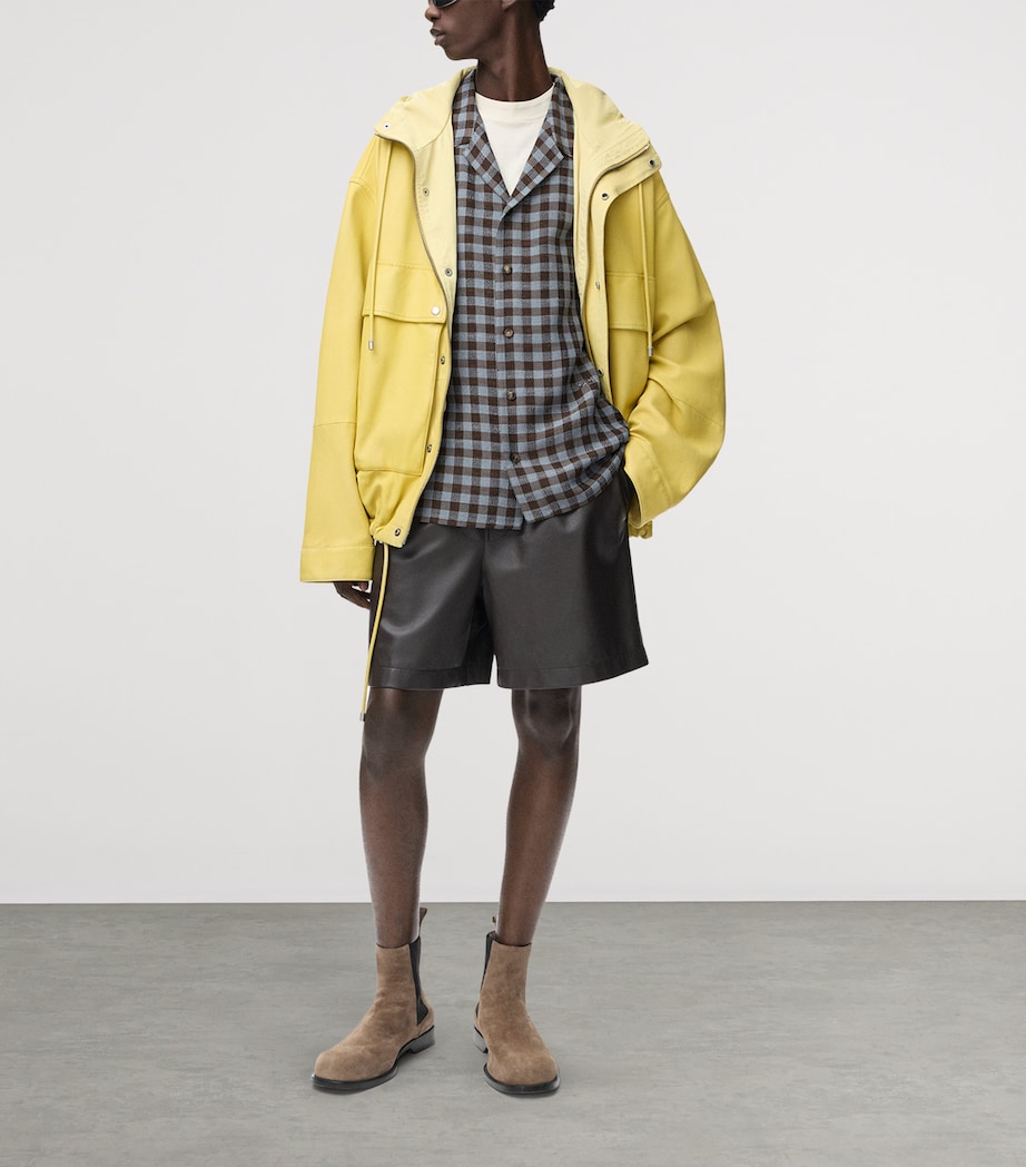 LOEWE Mens Check Short-Sleeve Shirt Blue/brown Image 2